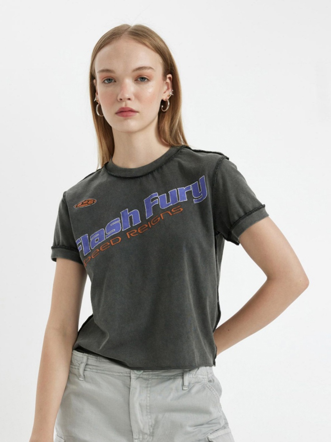 

DeFacto Women Typography Printed T-shirt, Na