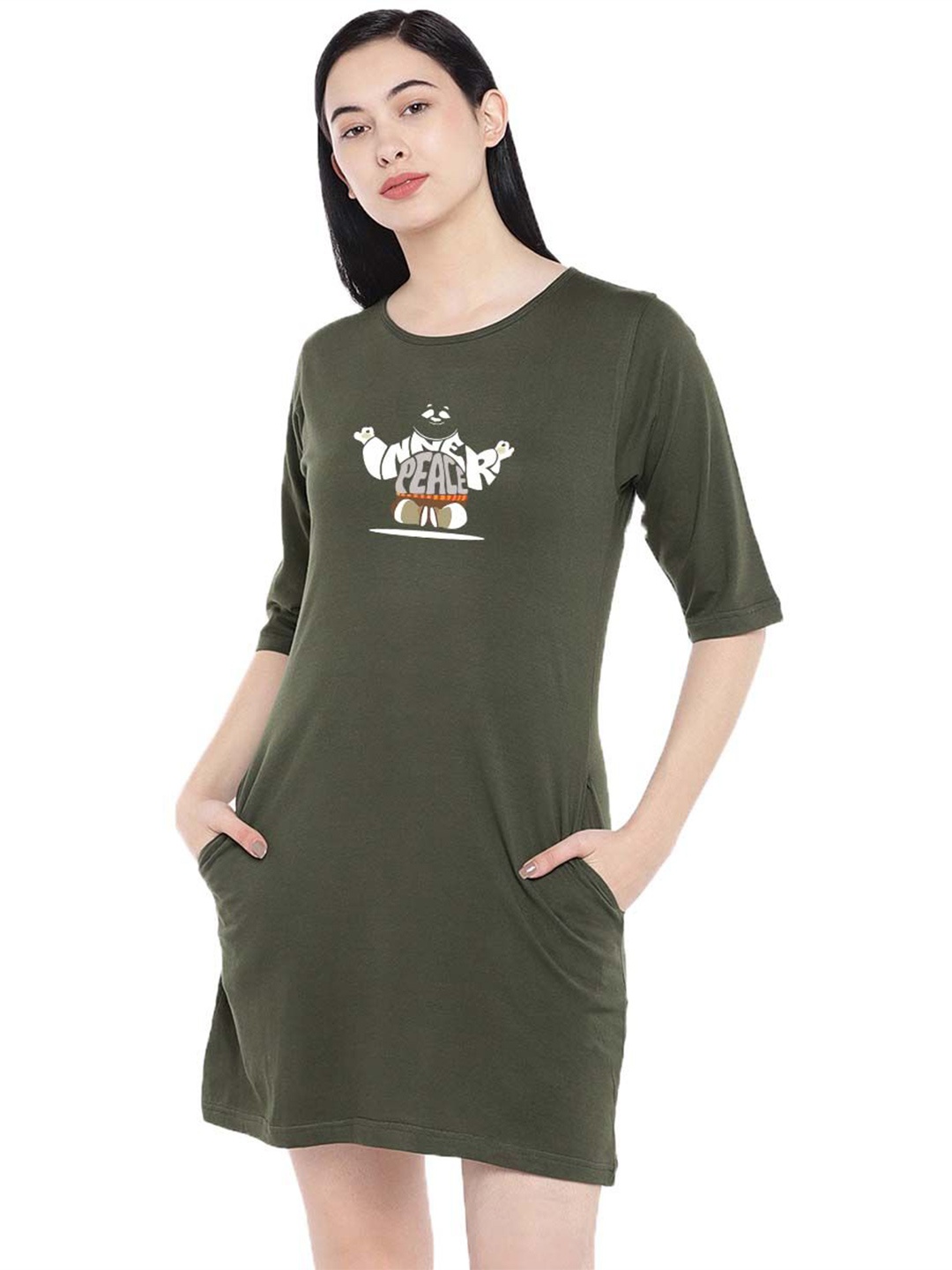 

Moda Rapido Print T-shirt Dress, Green