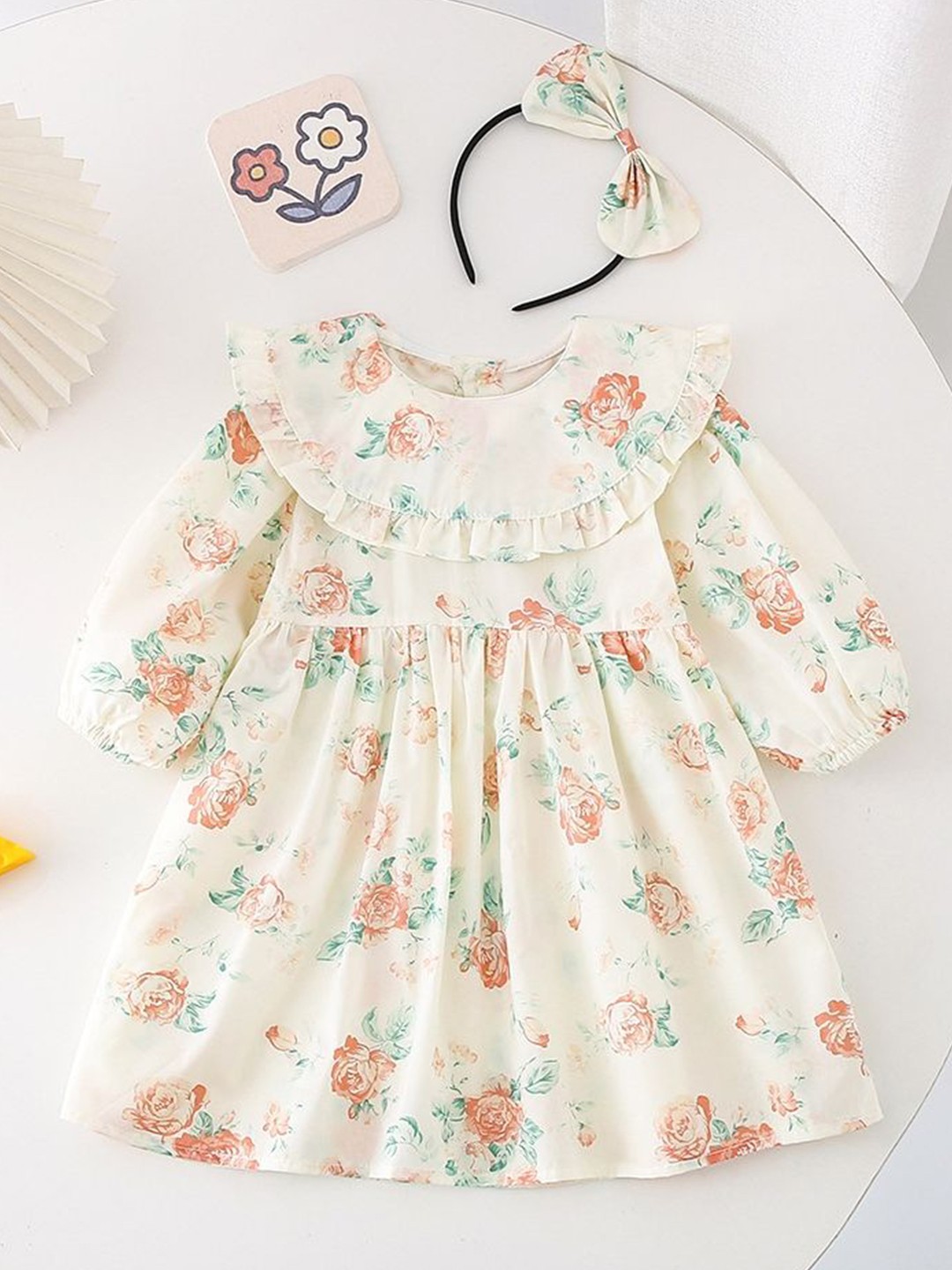 

LULU & SKY Floral Print Fit & Flare Dress, Off white