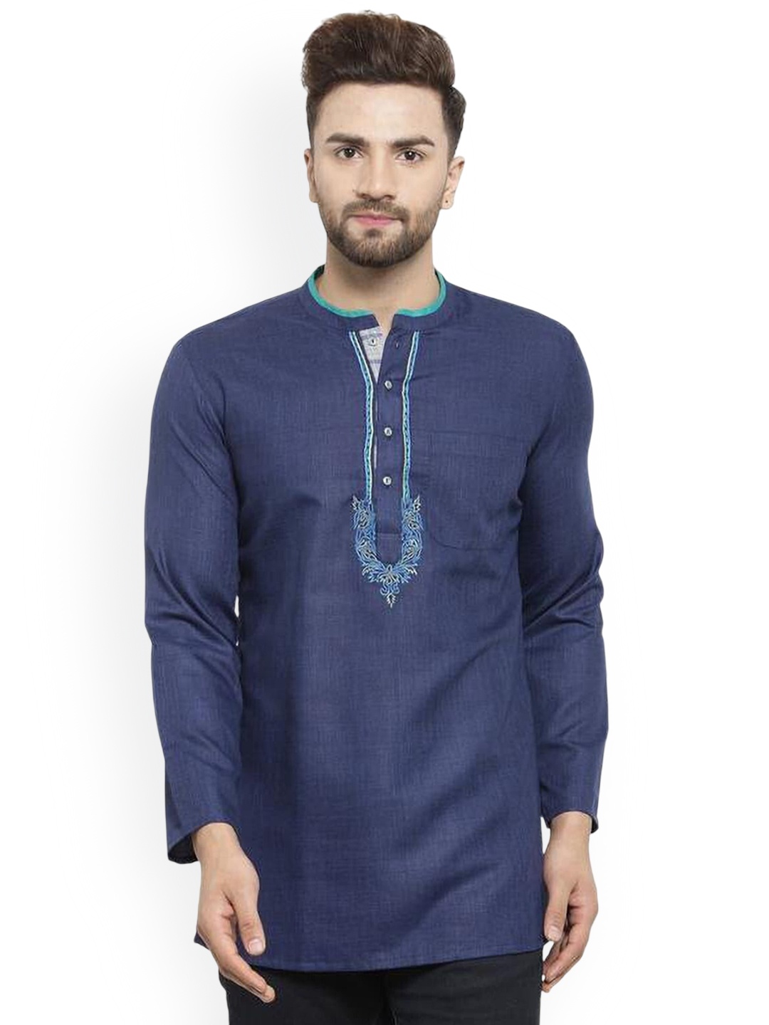 

Arch element Men Embroidered Thread Work Kurta, Blue