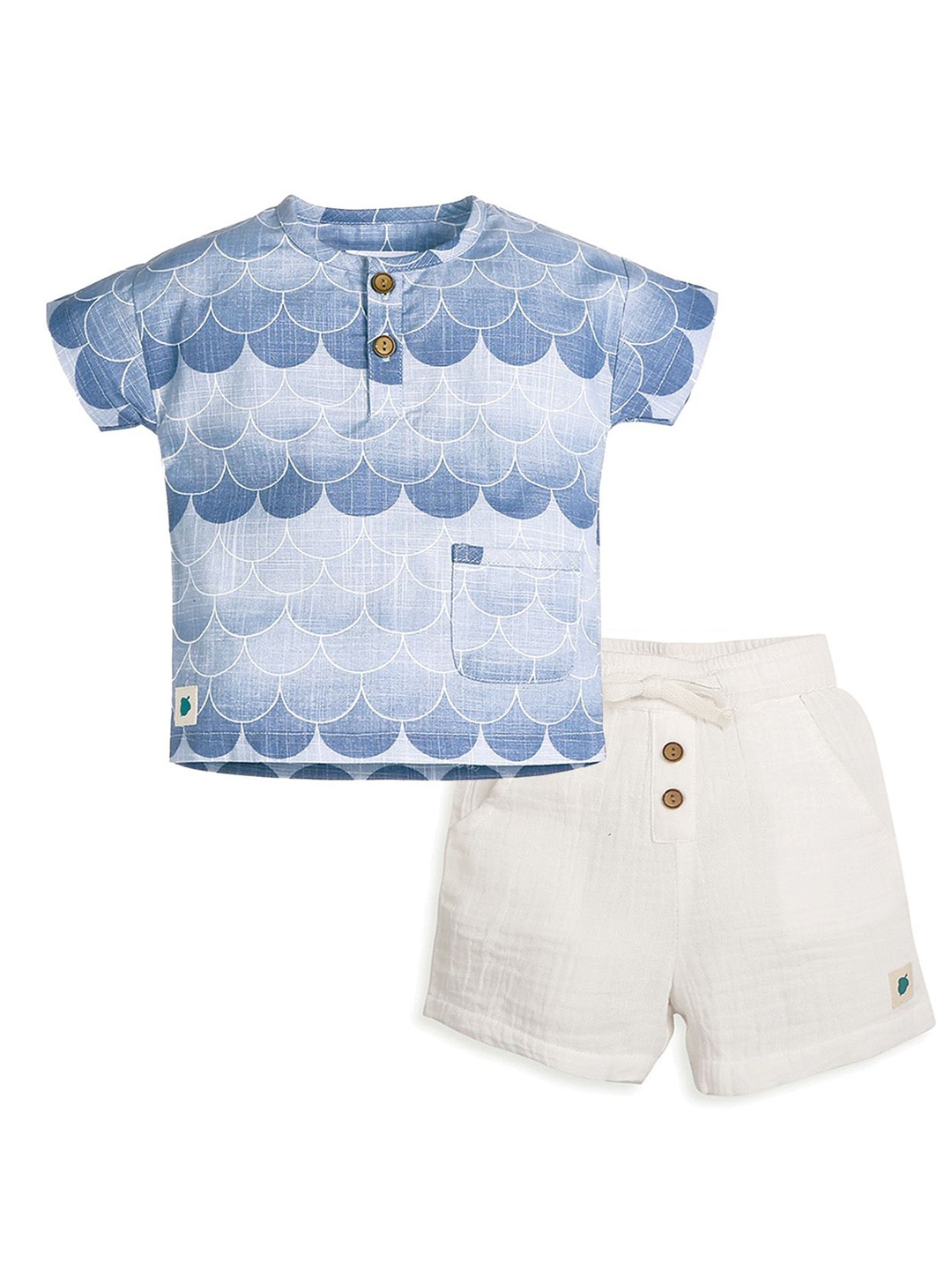 

My Milestones Boys Printed Shirt with Shorts, White