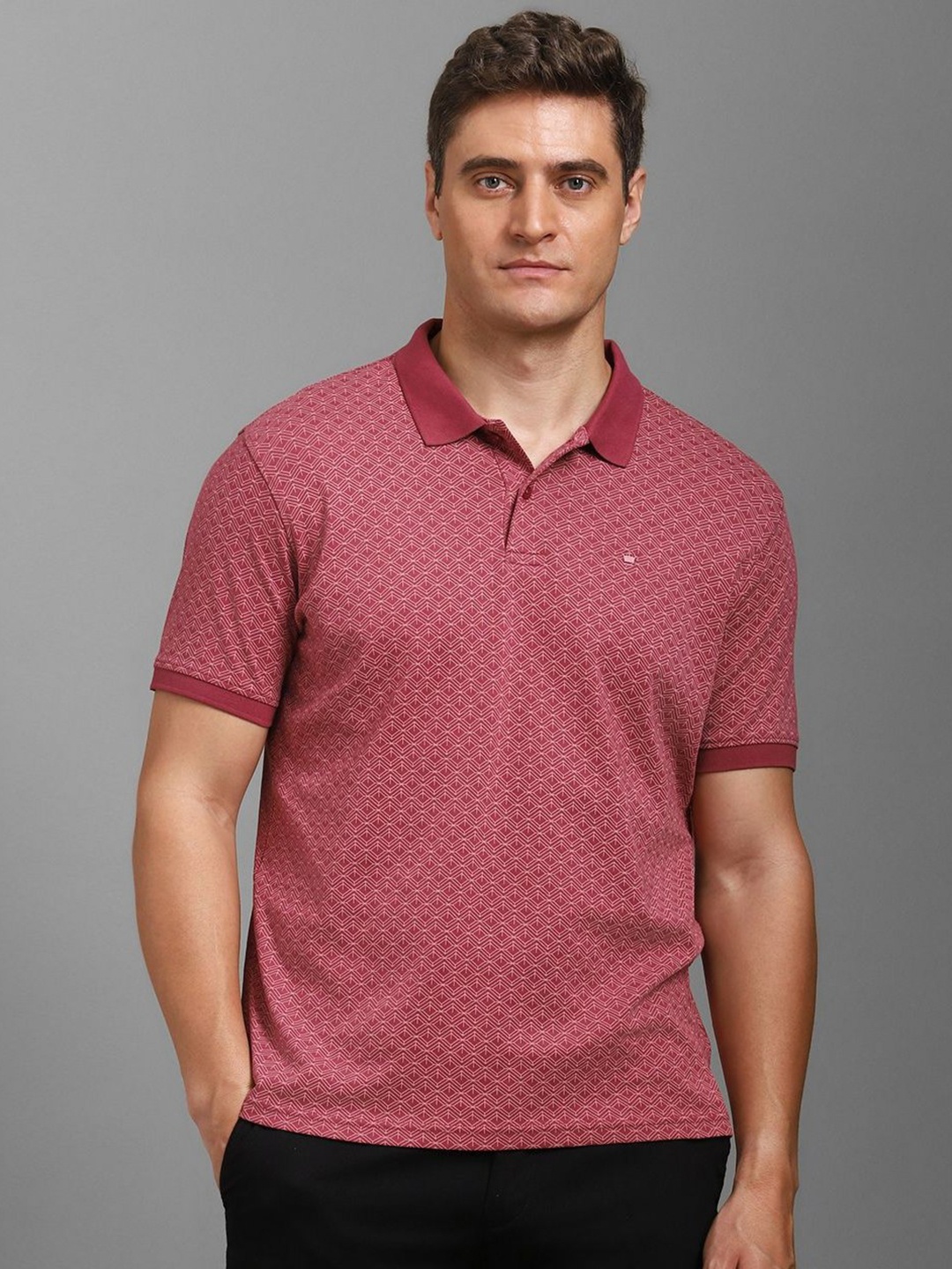 

Louis Philippe Men Printed Polo Collar Pockets T-shirt, Red