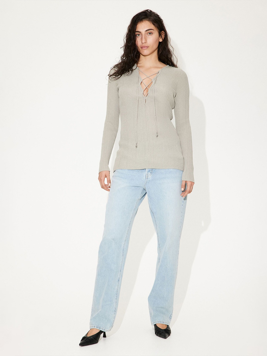 

H&M Lace-Up Top, Green