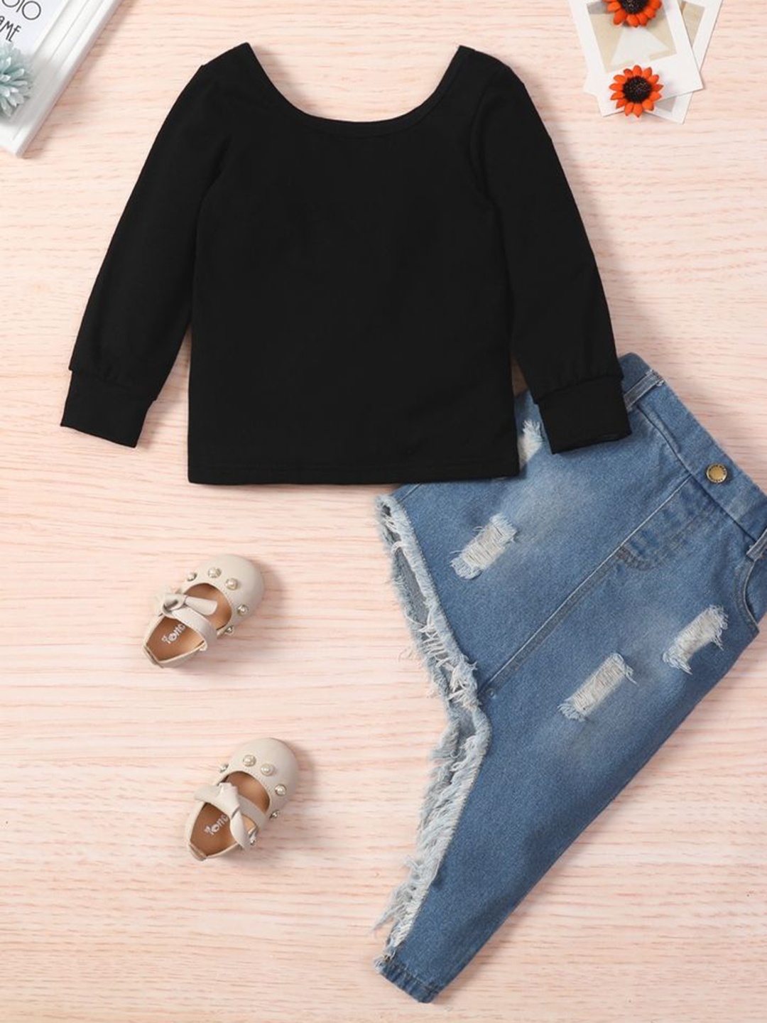 

LULU & SKY Girls Top with Skirt, Black