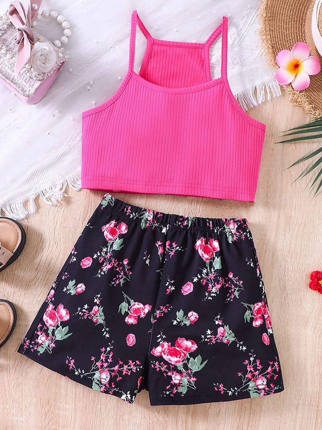 

LULU & SKY Girls Top with Shorts, Rose
