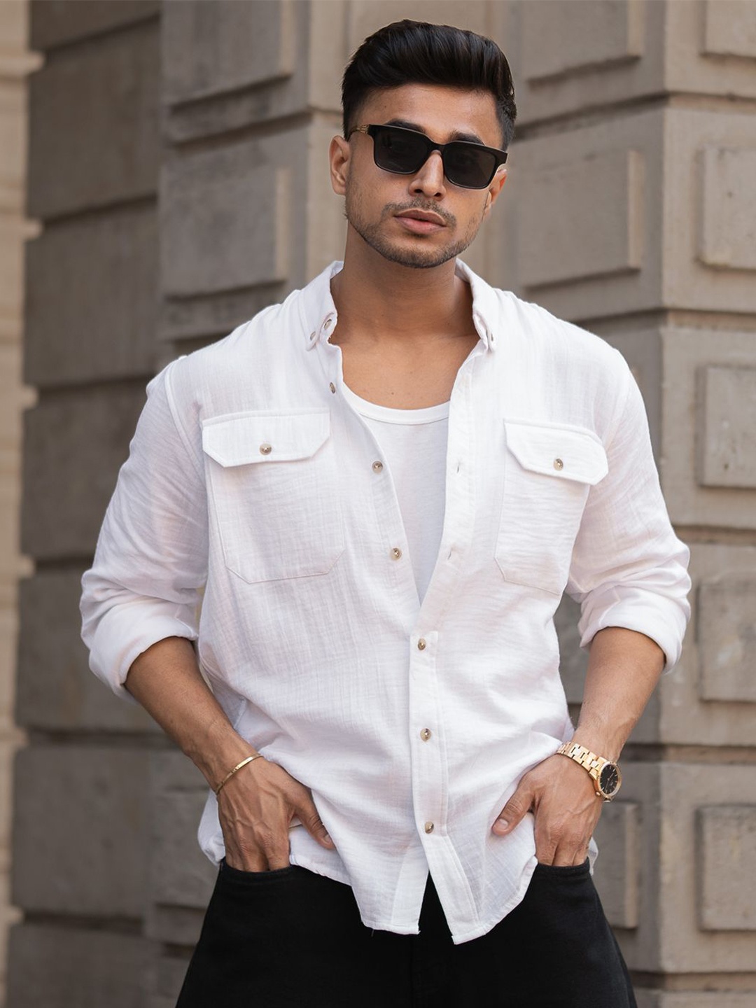 

Powerlook Men Opaque Casual Shirt, White