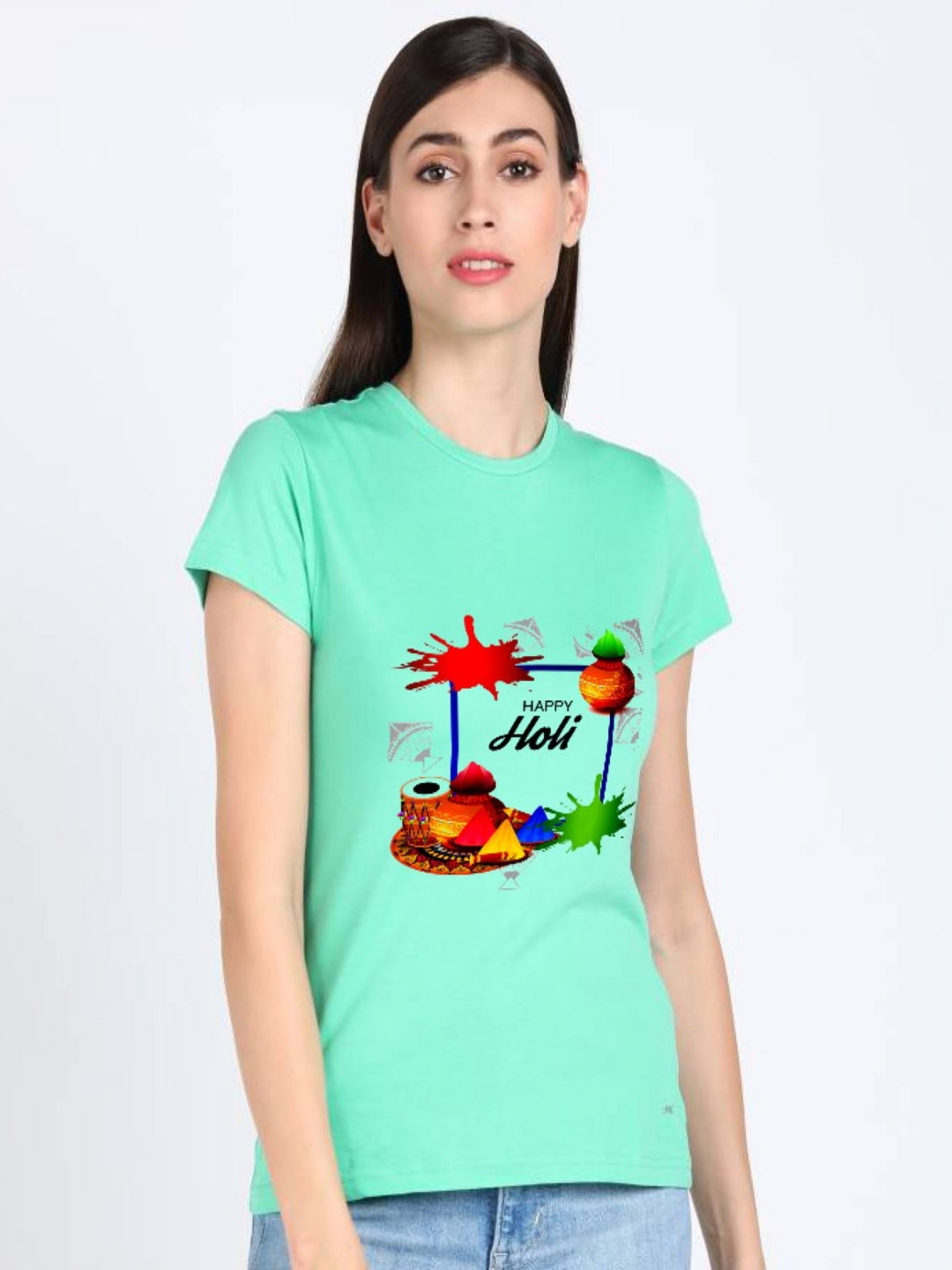 

Shiv traders collection Women Printed Applique T-shirt, Green