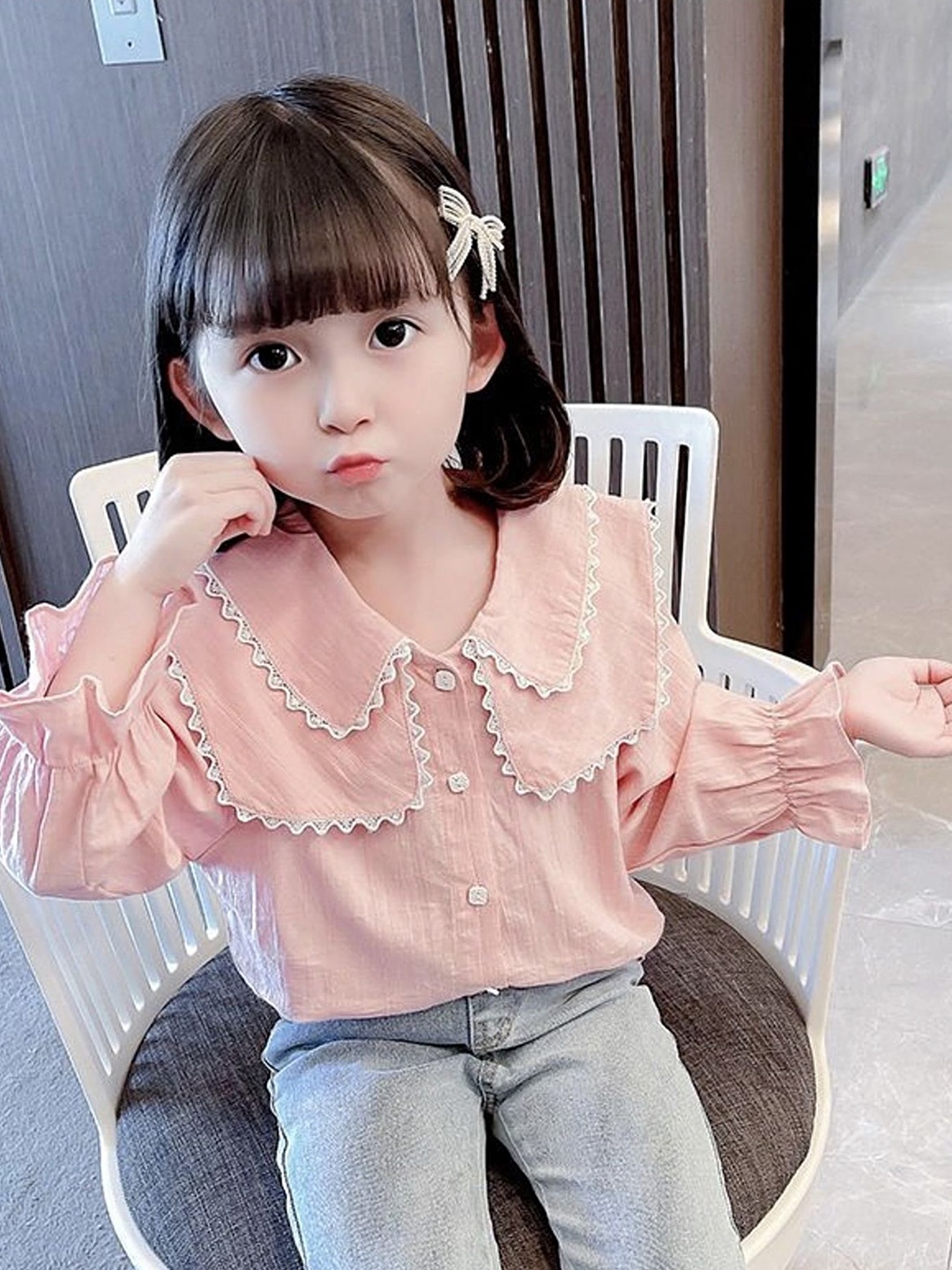 

LULU & SKY Girls Opaque Striped Casual Shirt, Pink