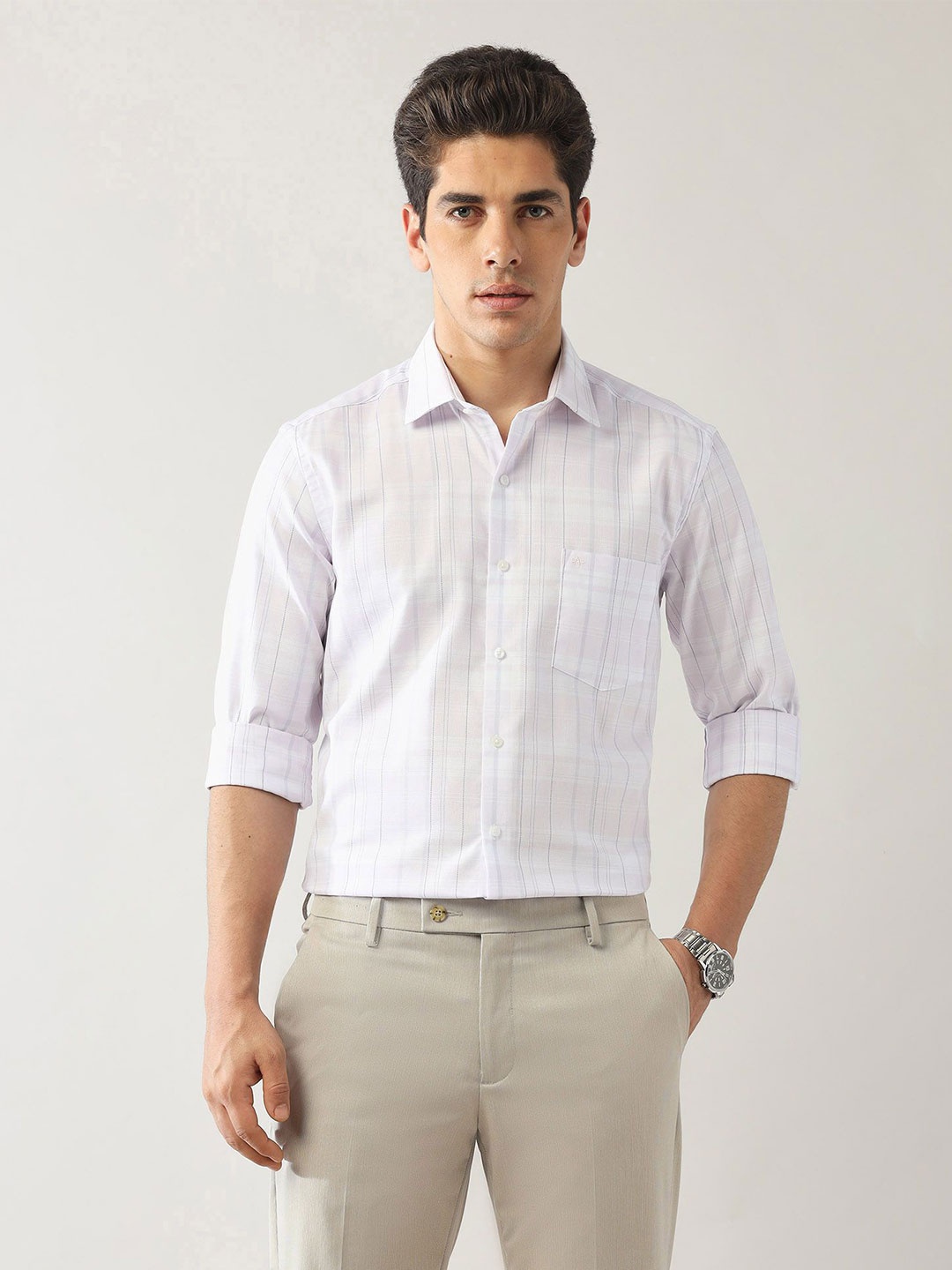 

Arrow Men Slim Fit Opaque Checked Formal Shirt, Purple