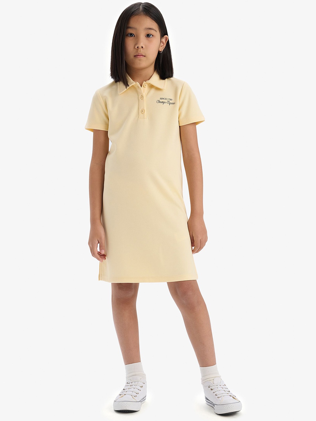 

DeFacto Tie-Up Neck T-shirt Dress, Na