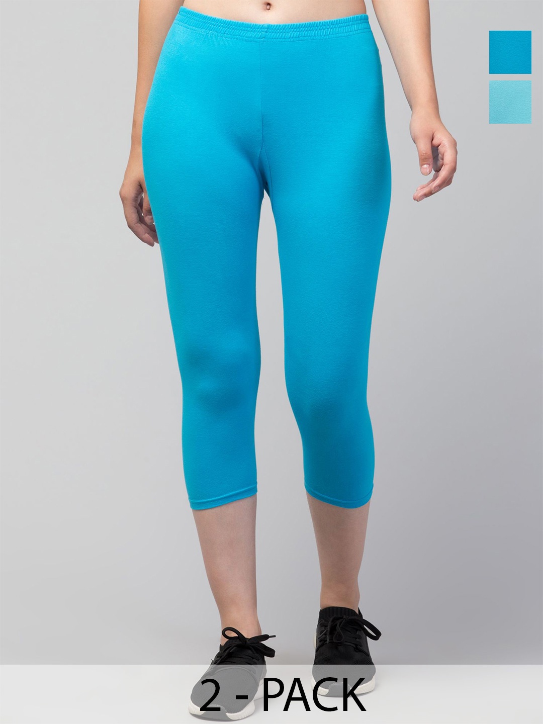 

UllasPemium Women Skinny Fit Capris, Turquoise blue