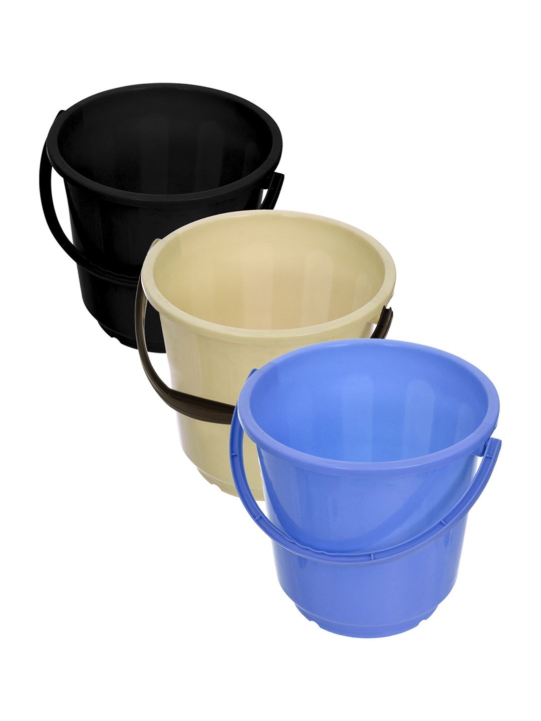 

Kuber Industries Black & Blue 3 piece Solid Plastic Bath Accessories Set