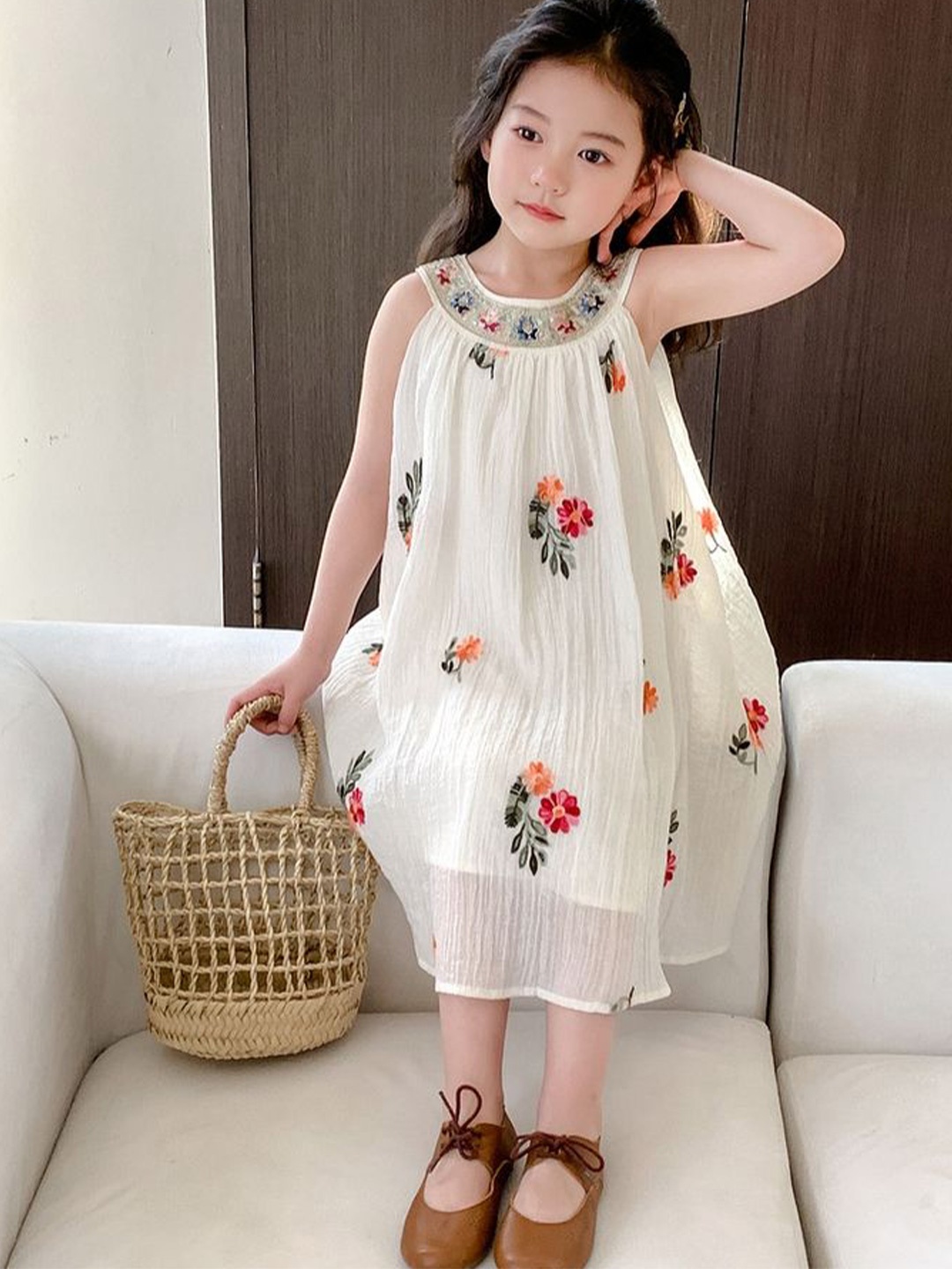 

LULU & SKY Floral A-Line Dress, Off white