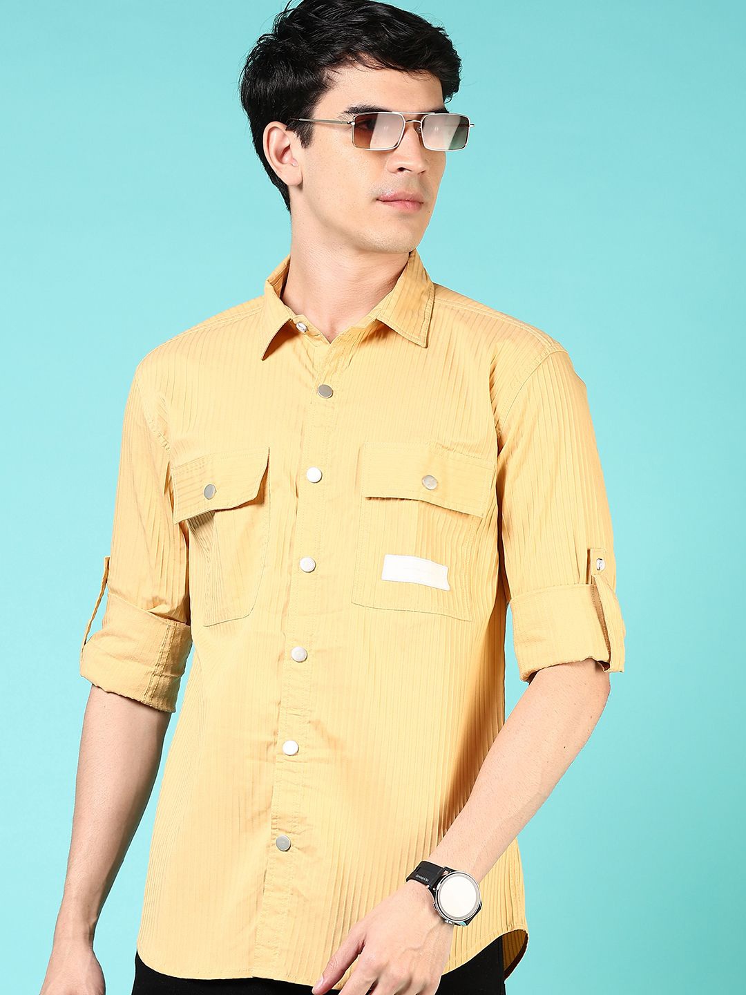 

V-Mart Men Opaque Casual Shirt, Mustard