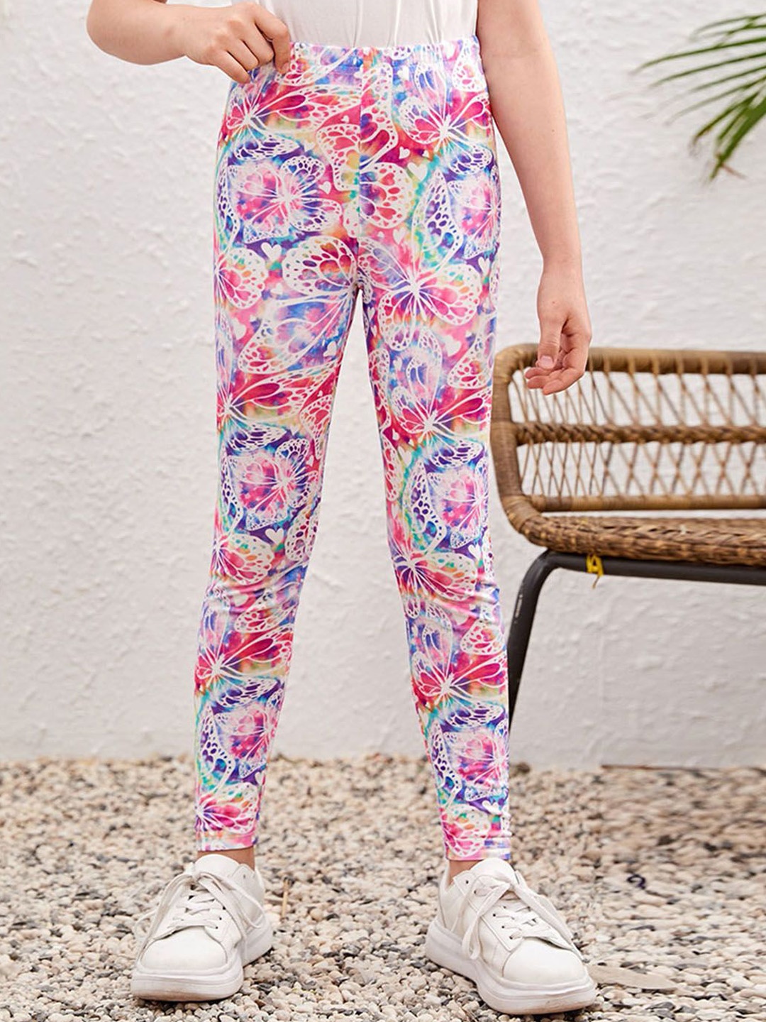 

INCLUD Girls Printed Mid-Rise Ankle-Length Leggings, White