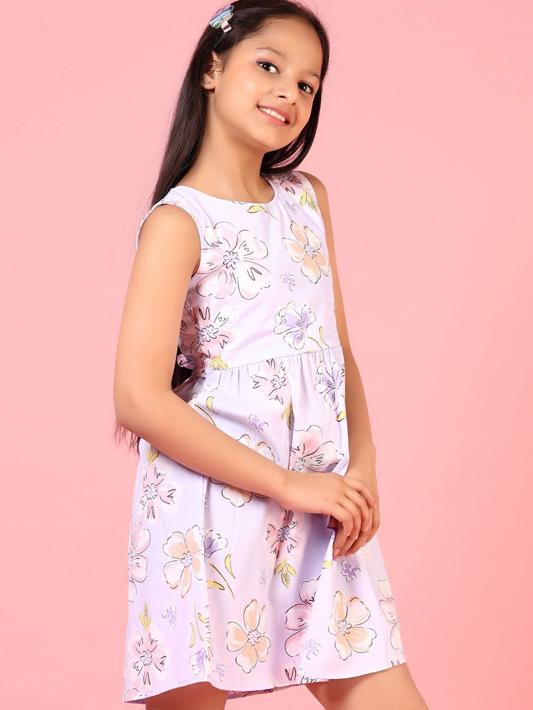 

V-Mart Floral Print Fit & Flare Dress, Purple