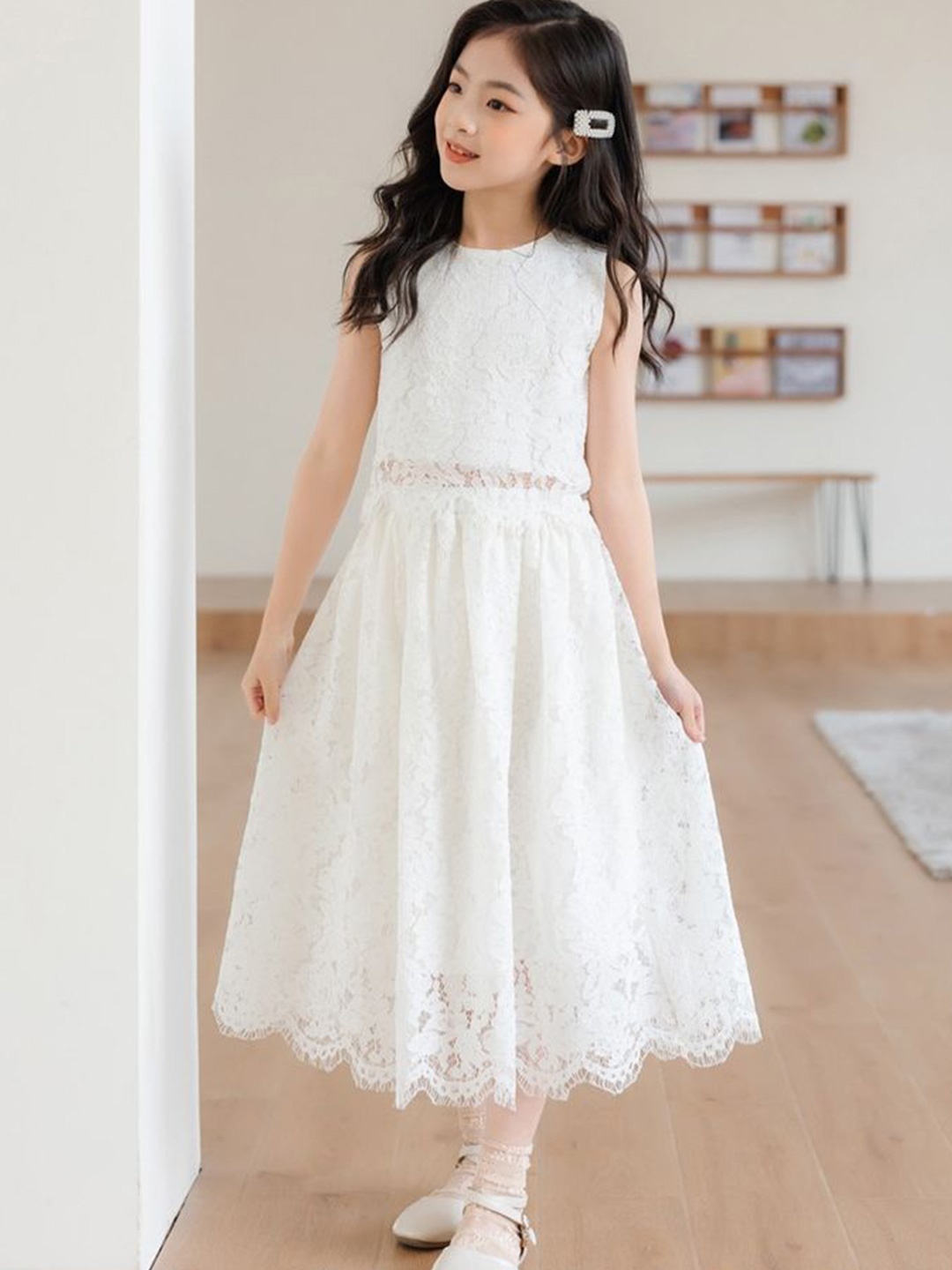 

LULU & SKY Girls Top with Skirt, White