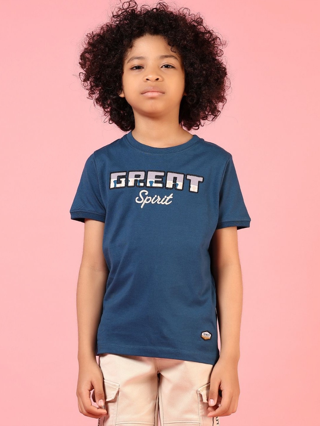 

V-Mart Boys Printed Extended Sleeves Applique T-shirt, Green