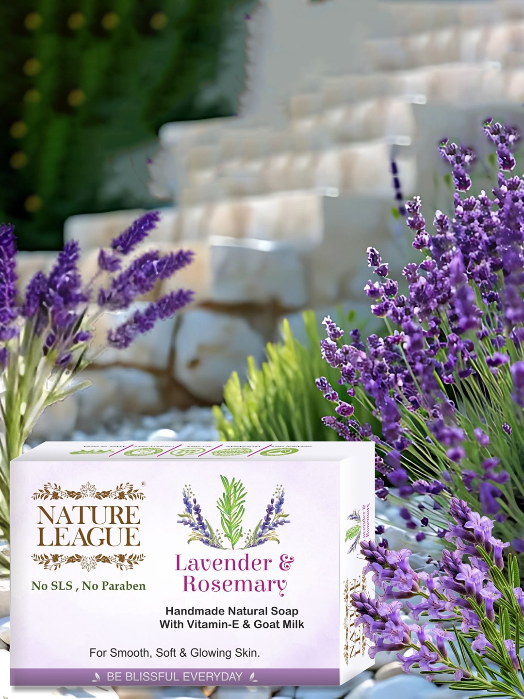

NATURE LEAGUE Set Of 3 Orange & Cinnamon Lavender & Rosemary Natural Soap - 100g Each, White