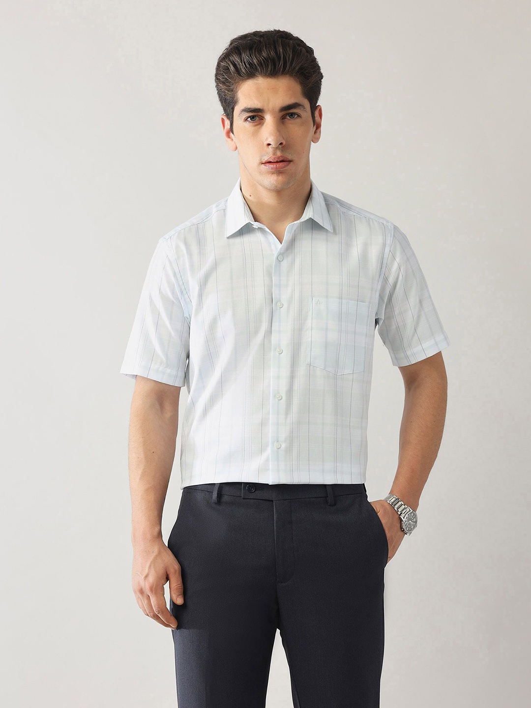 

Arrow Men Classic Opaque Checked Formal Shirt, Green
