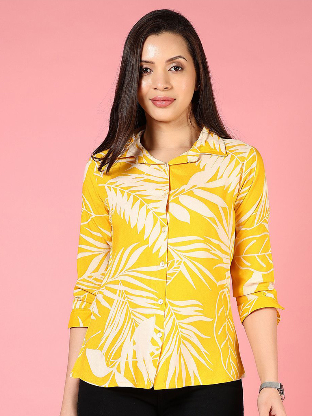 

V-Mart Women Floral Opaque Printed Casual Shirt, Mustard
