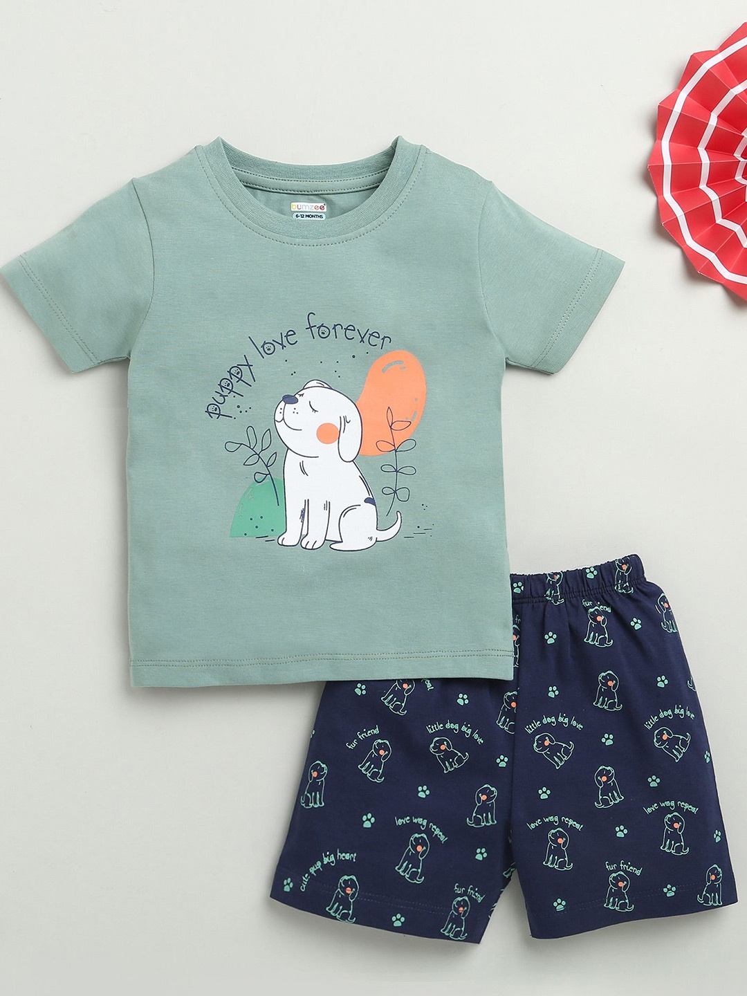 

BUMZEE Boys T-shirt with Shorts, Green