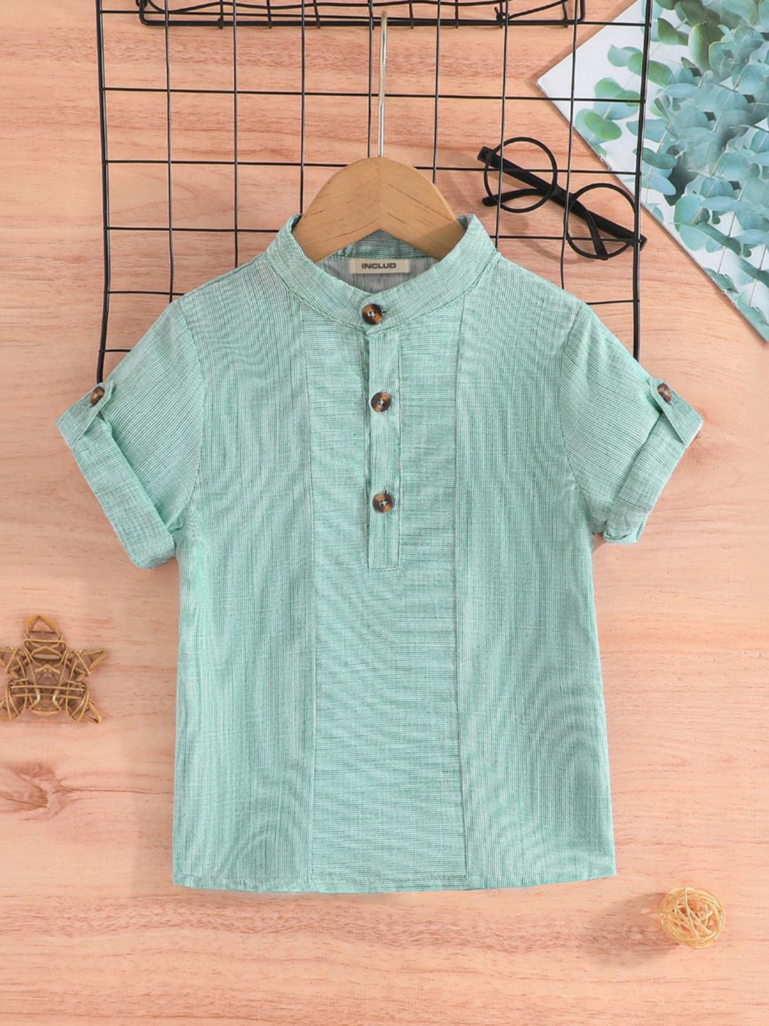 

INCLUD Boys Opaque Casual Shirt, Green