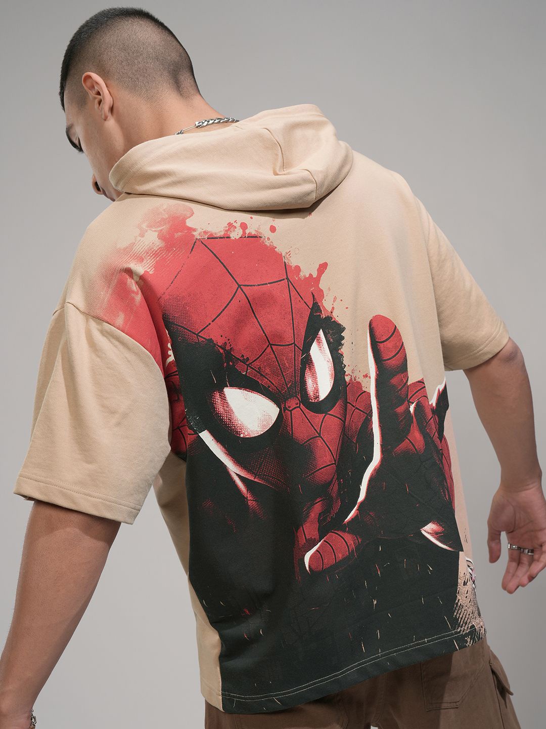 

HIGHLANDER Men Printed Hooded Sweatshirt, Brown