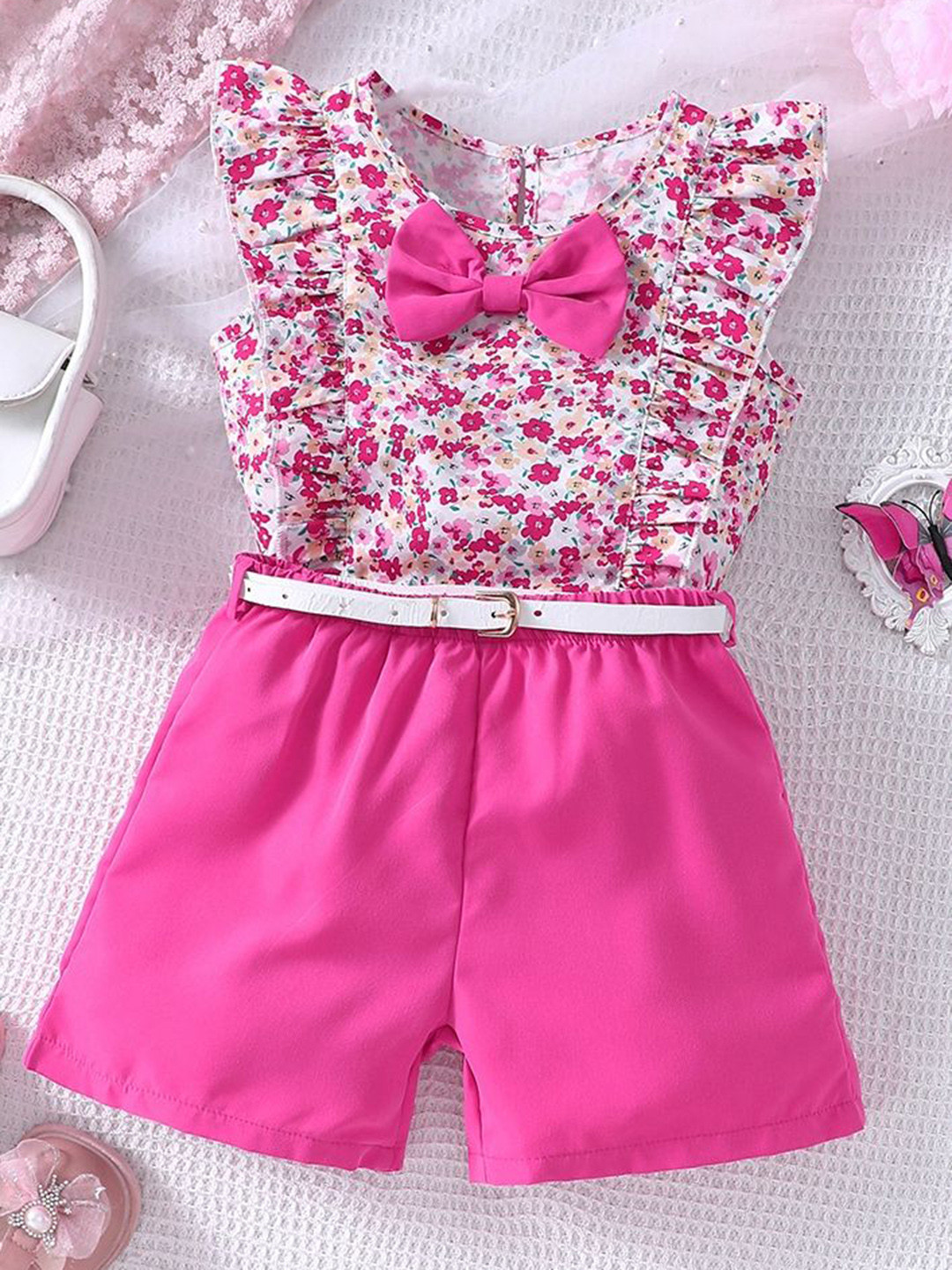 

LULU & SKY Girls Printed Top with Shorts, Rose