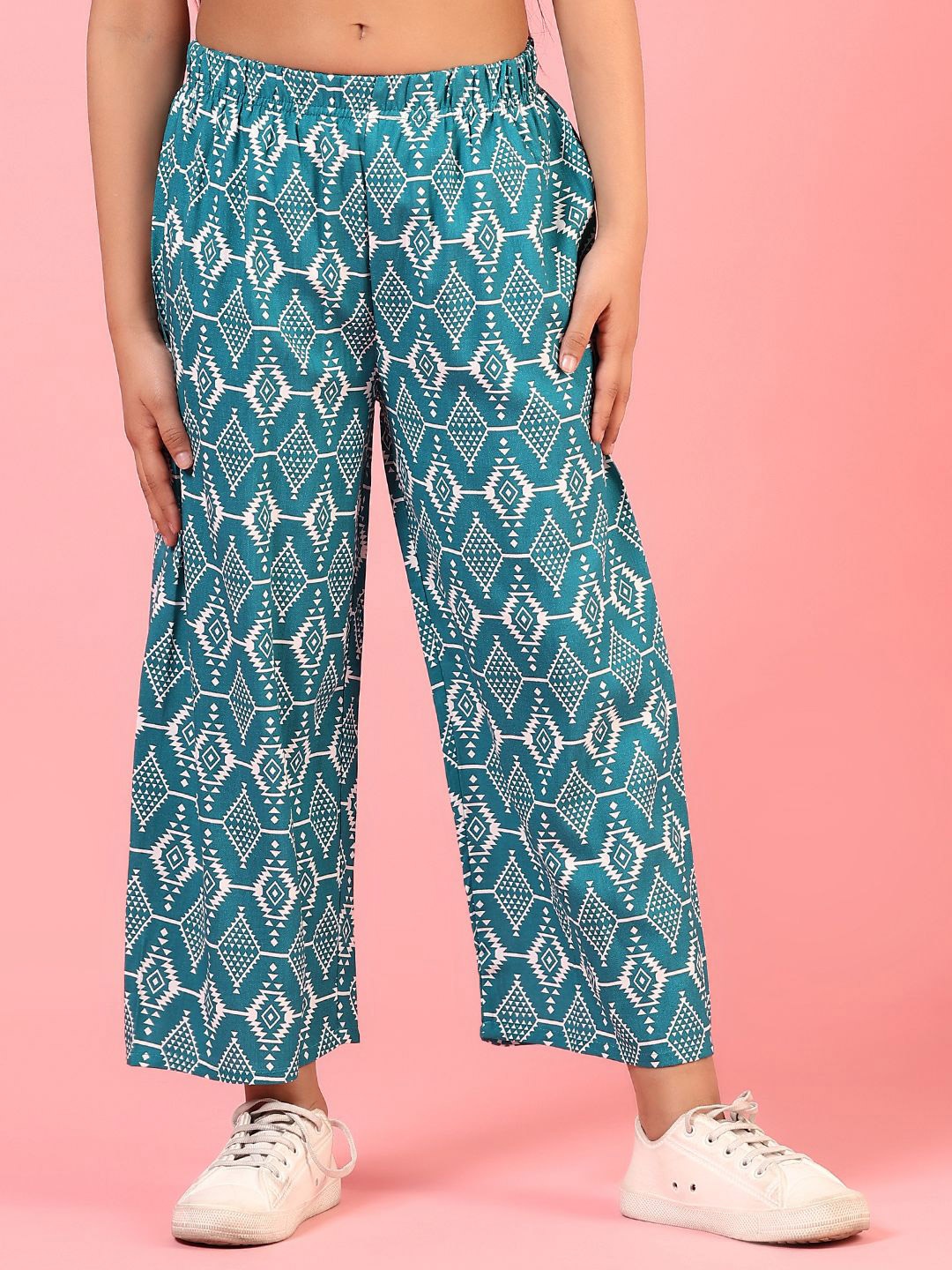 

V-Mart Girls Printed Palazzos, Teal