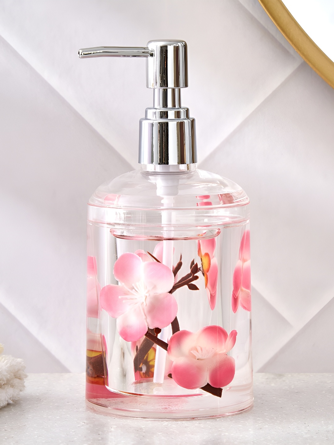 

Home Centre Pink & Brown Floral Plastic Soap Dispenser