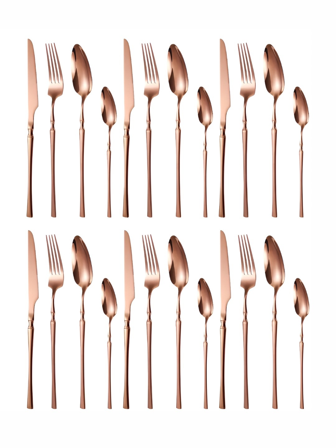 

YELONA 24-Piece Korean Vintage Style Rosegold Flatware Cutlery Set, Rose gold