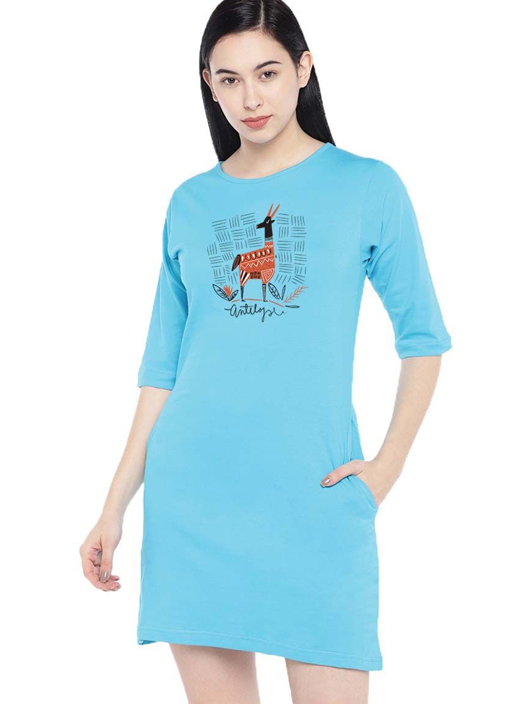 

Moda Rapido Print T-shirt Dress, Turquoise blue