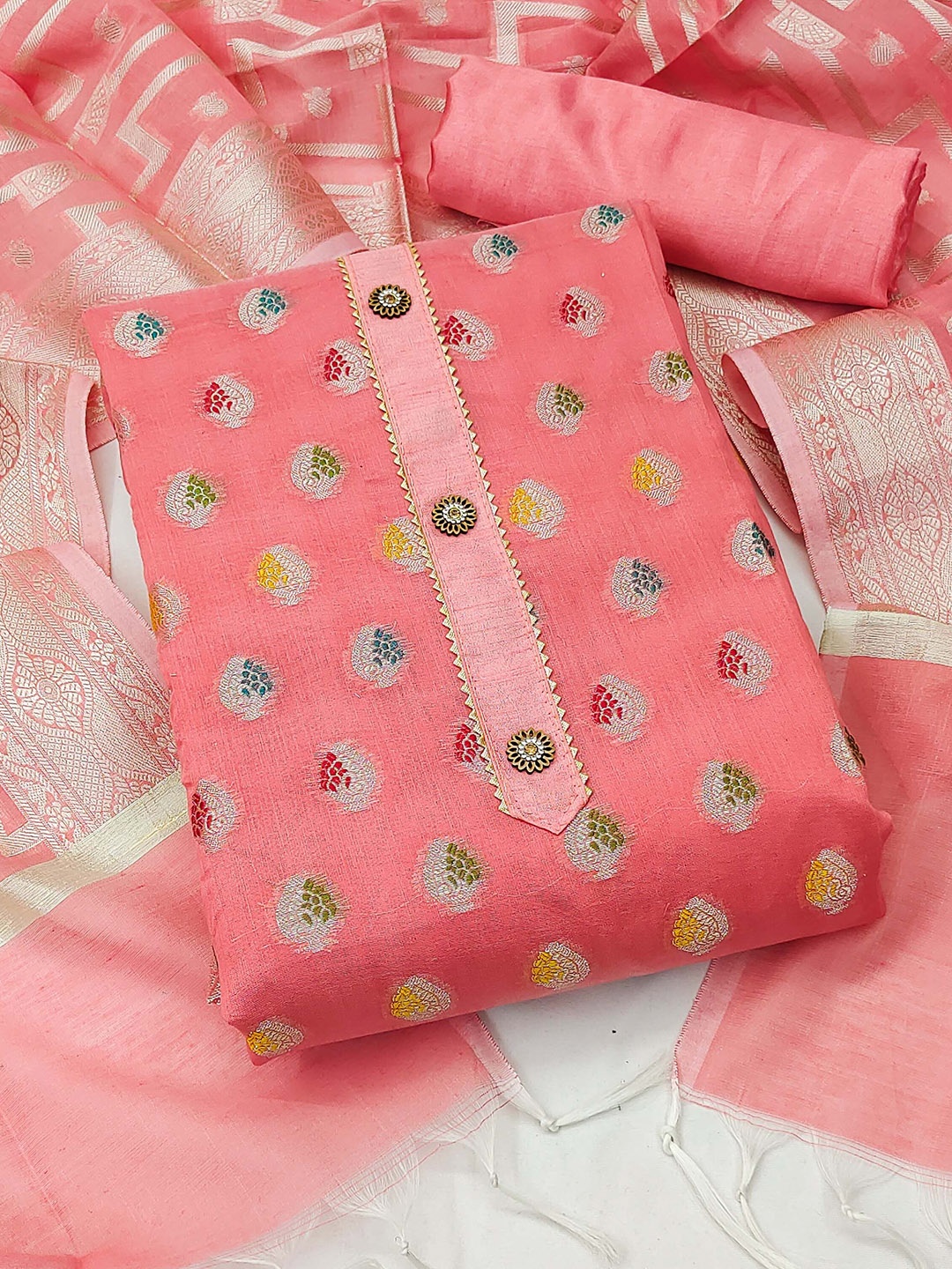 

SAINOOR Semi-Stitched Dress Material, Peach