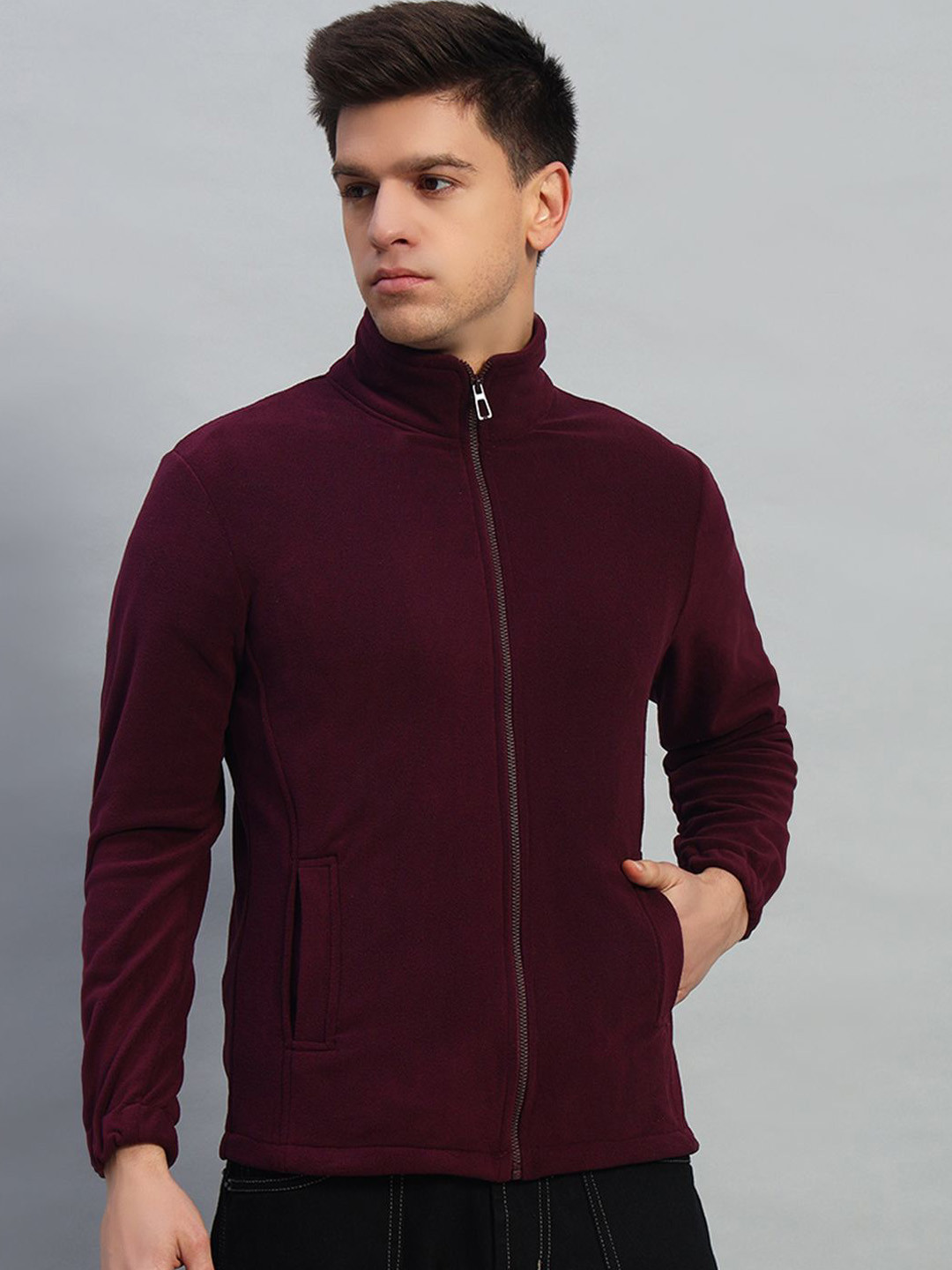 

NATURE CRAFT Men Fleece Lightweight Sporty Jacket, Purple