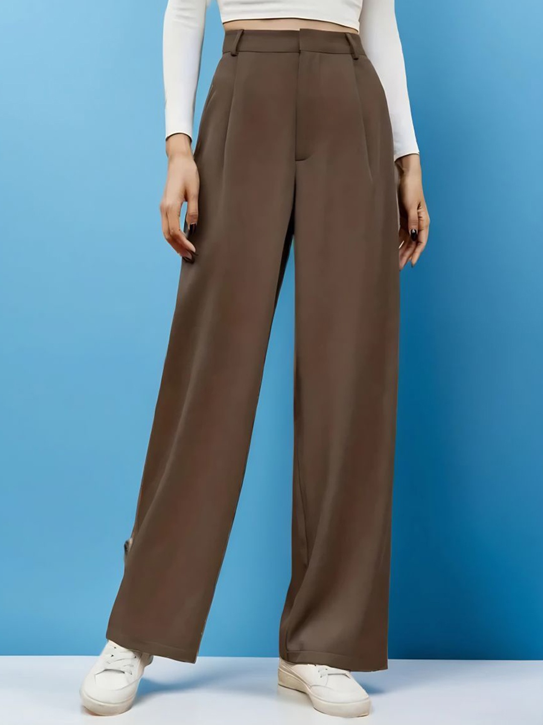 

Moda Rapido Women Comfort High-Rise Slash Knee Jeans, Brown