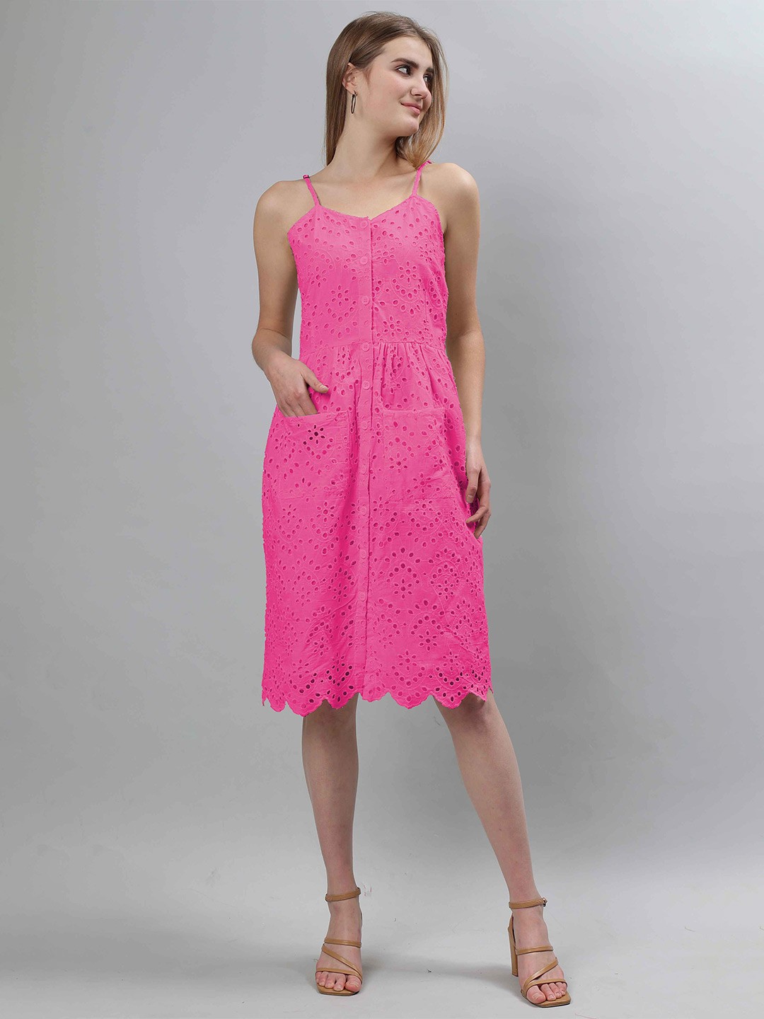 

ETRAANA Fit & Flare Midi Dress, Pink