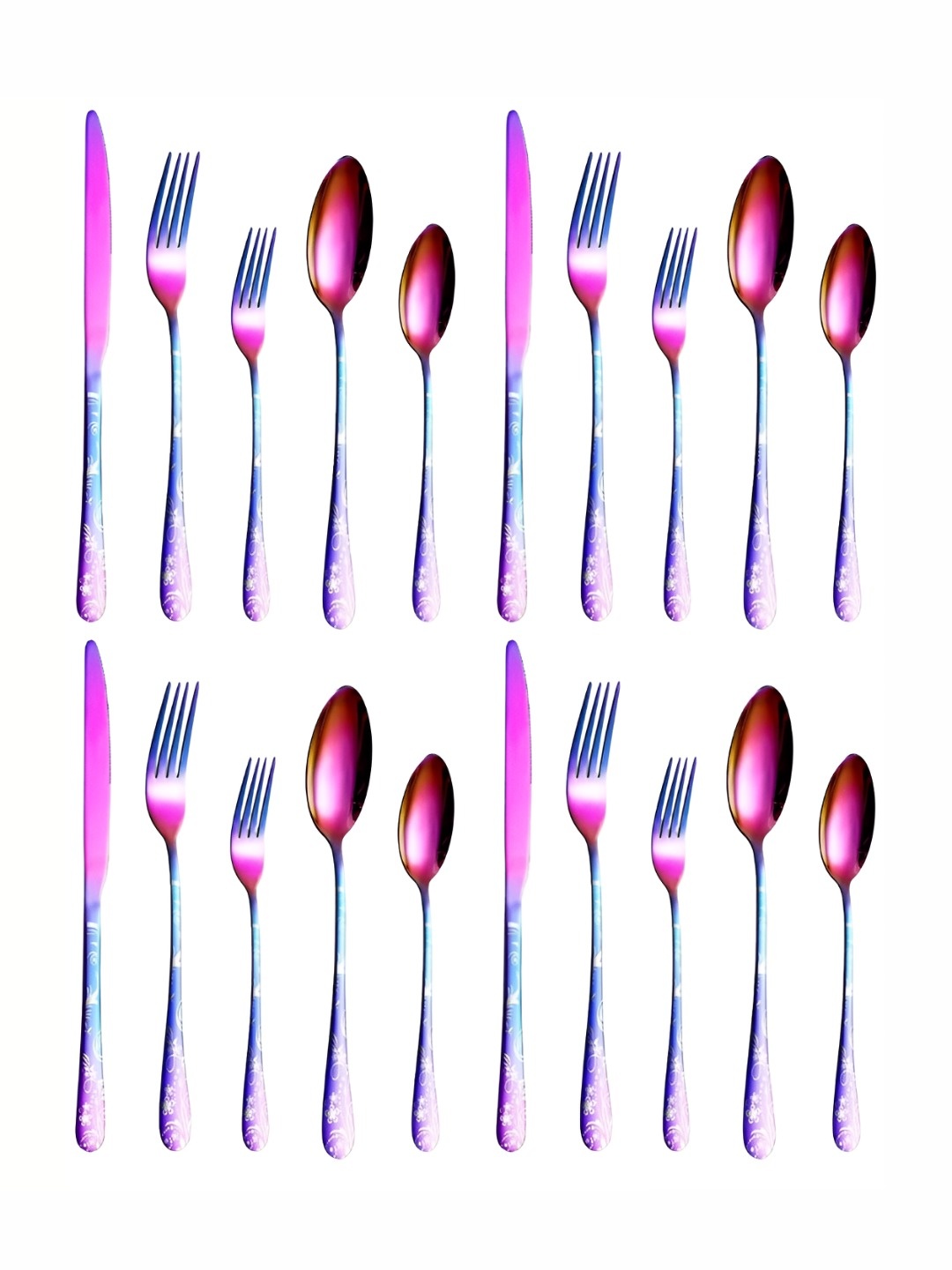 

YELONA 20-Piece Rainbow Silverware Flatware Cutlery Set, Pink
