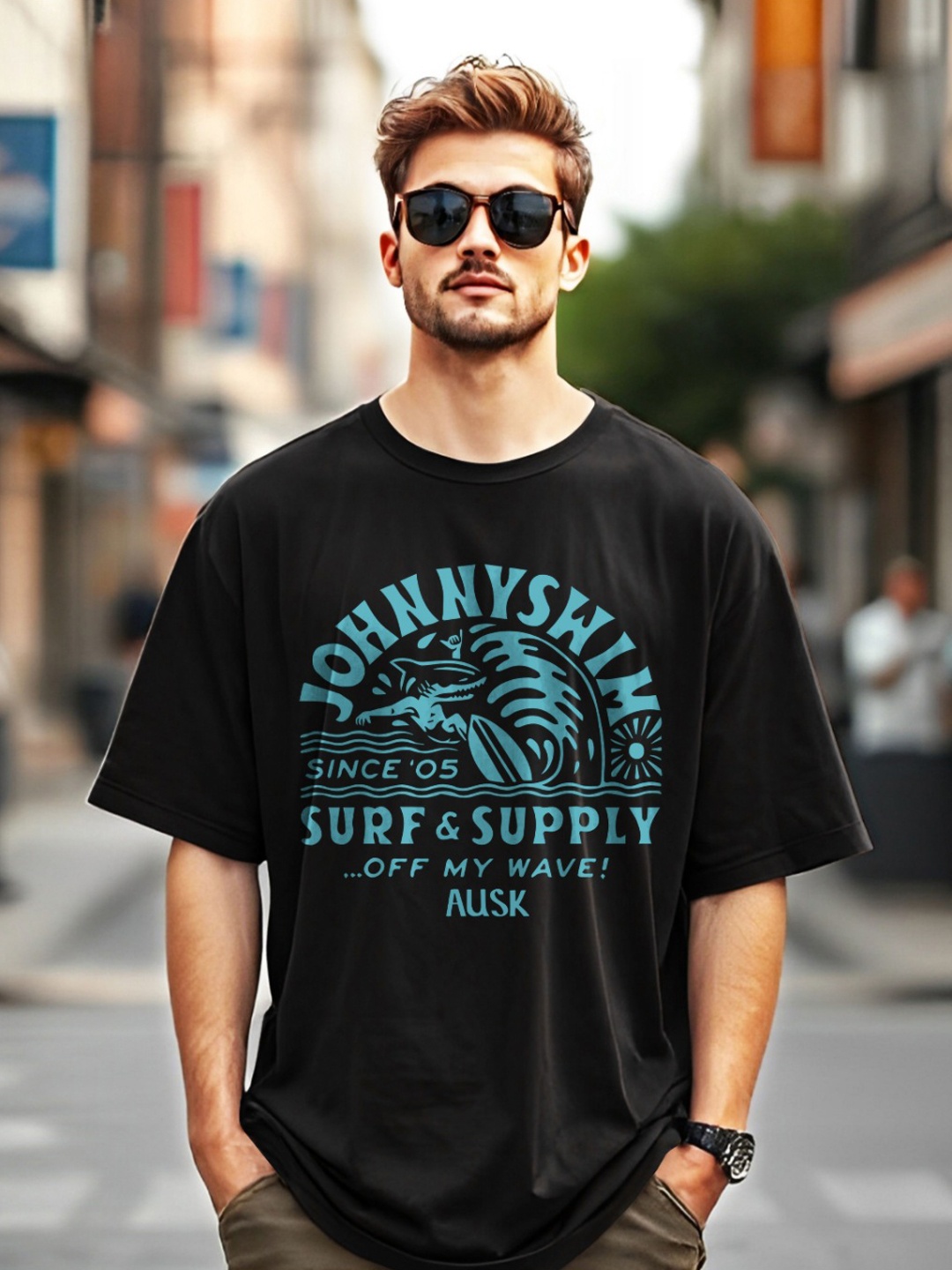

AUSK Men Printed Pockets T-shirt, Black