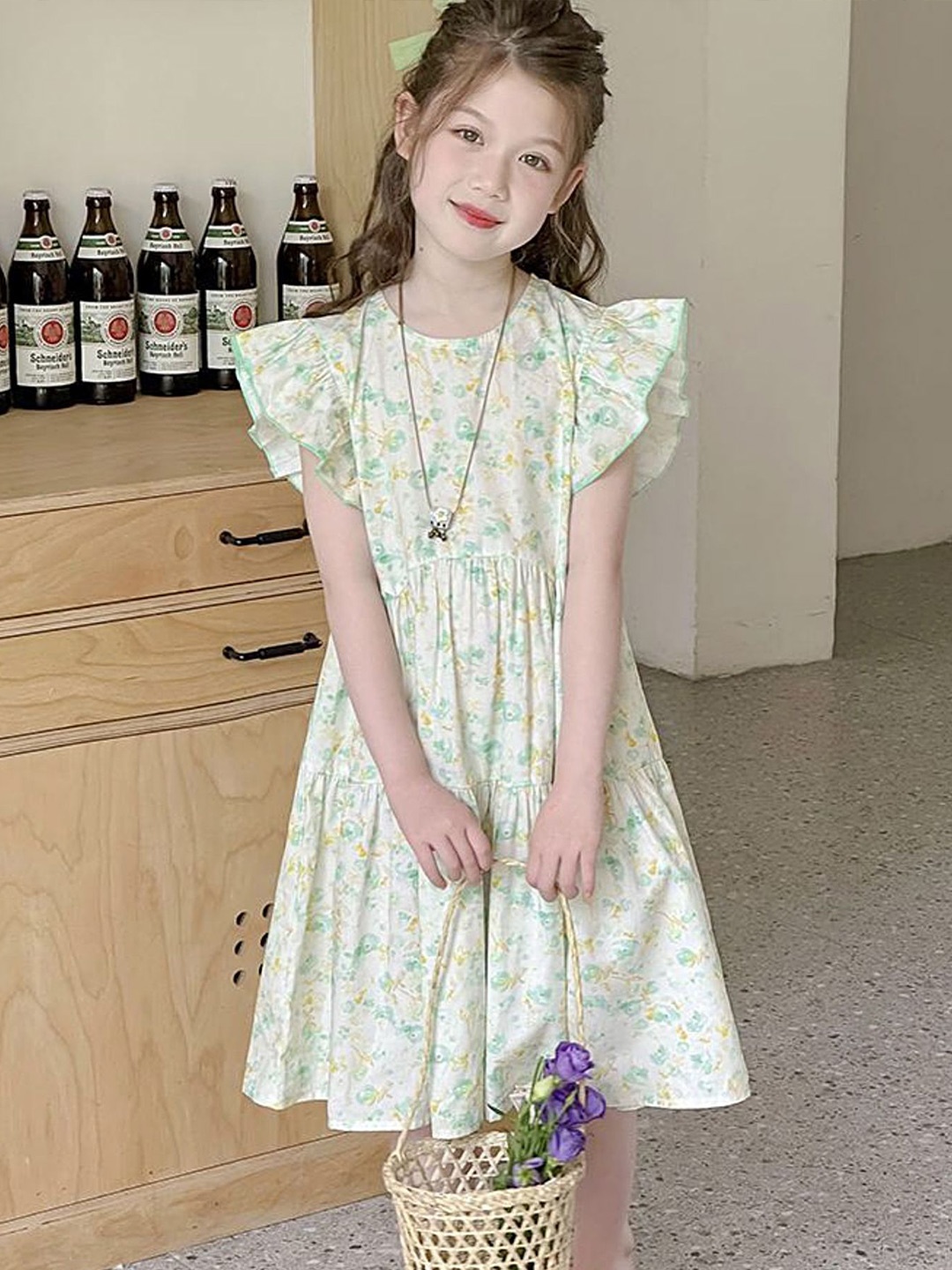 

LULU & SKY Floral Print Flutter Sleeve A-Line Dress, Multi