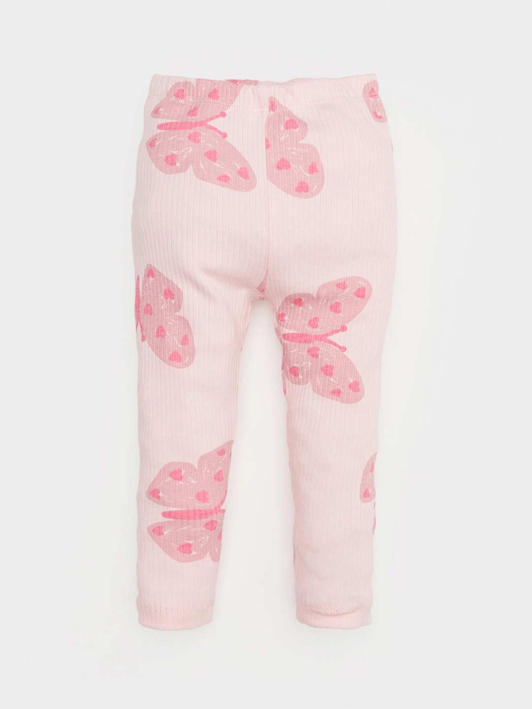 

DeFacto Printed Ribbed Mid-Rise Ankle-Length Leggings, Pink