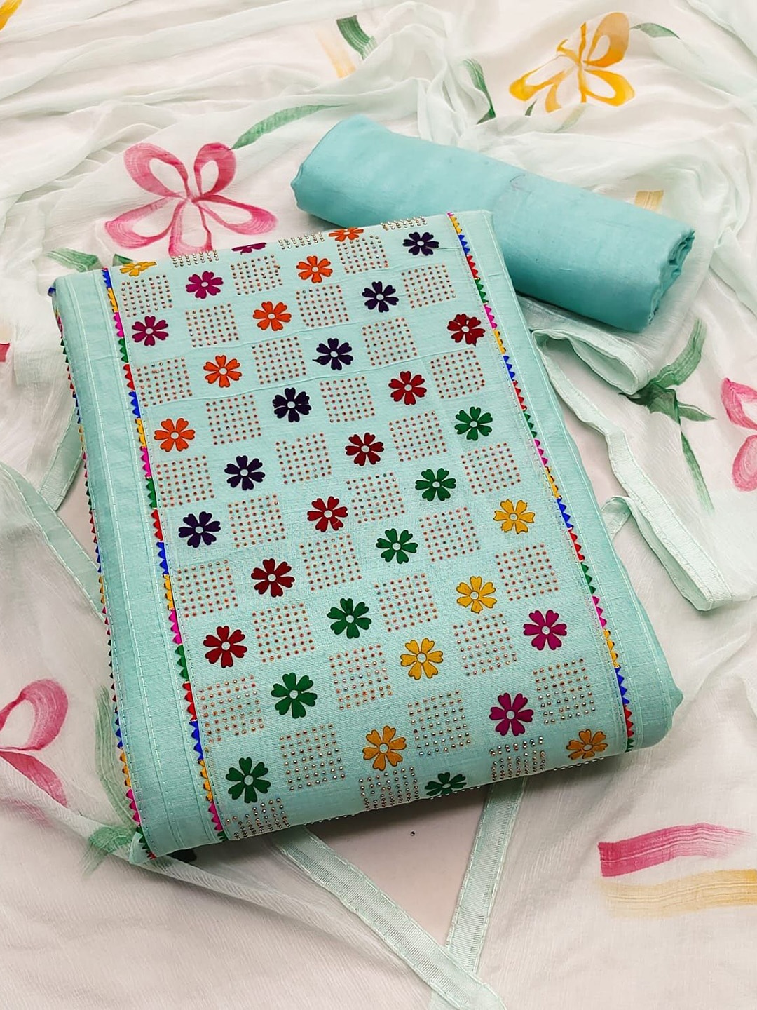 

SAINOOR Embroidered Unstitched Dress Material, Sea green