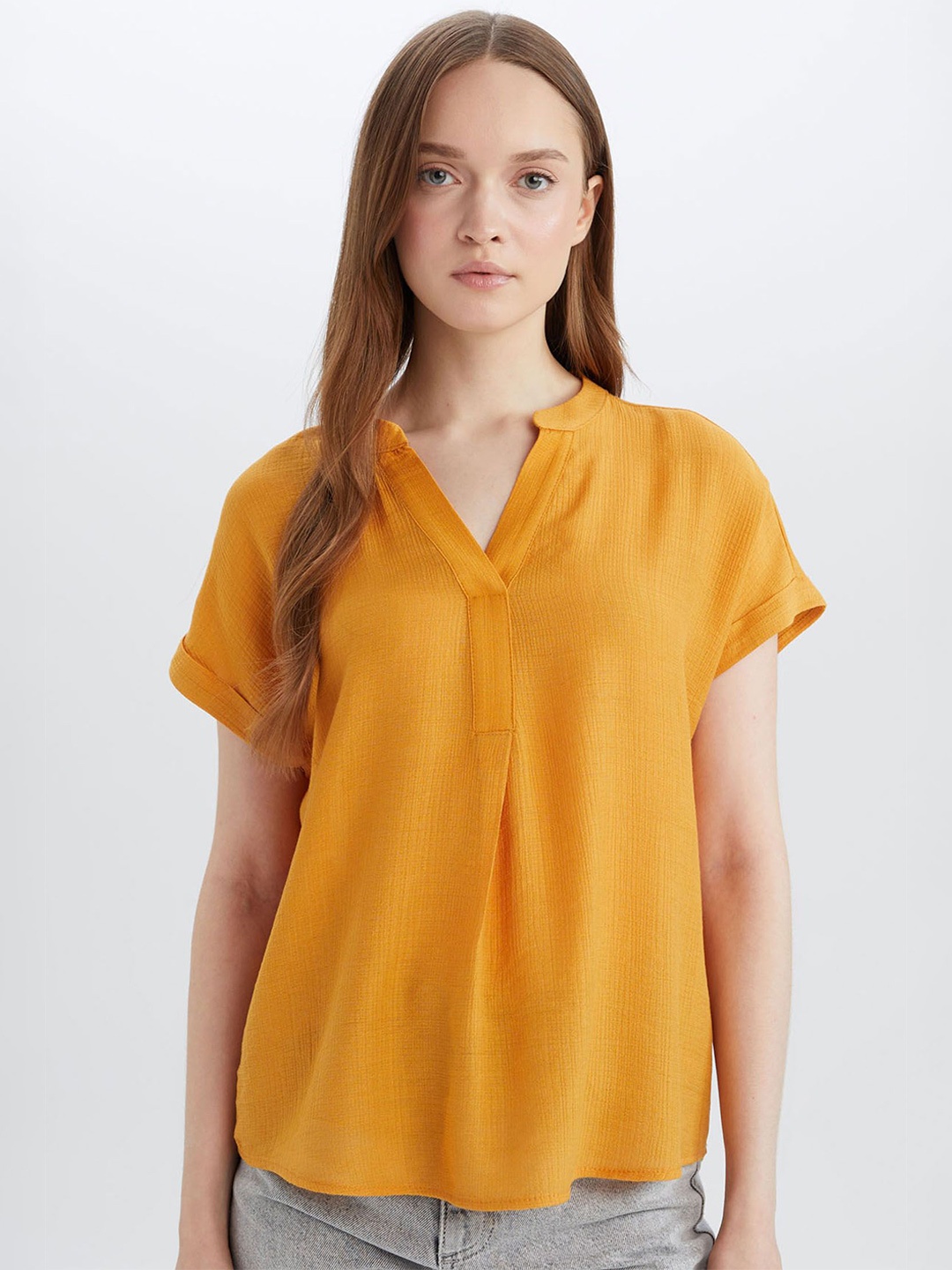 

DeFacto Mandarin Collar Top, Na