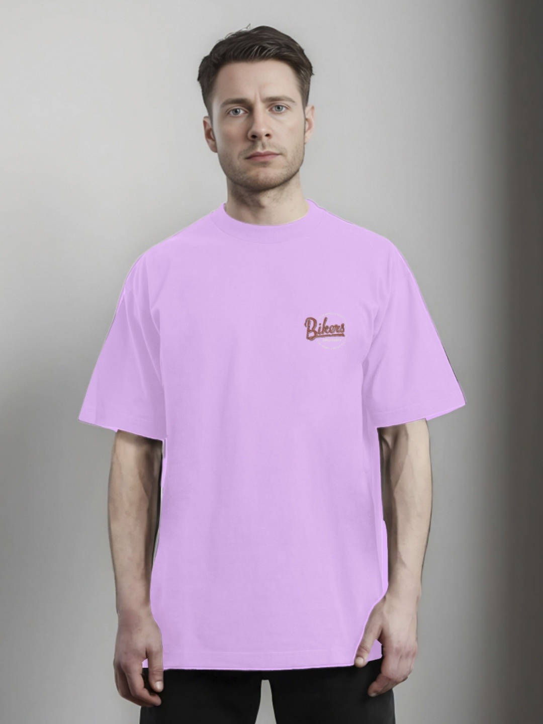 

Moda Rapido Men Printed Monochrome Applique T-shirt, Lavender