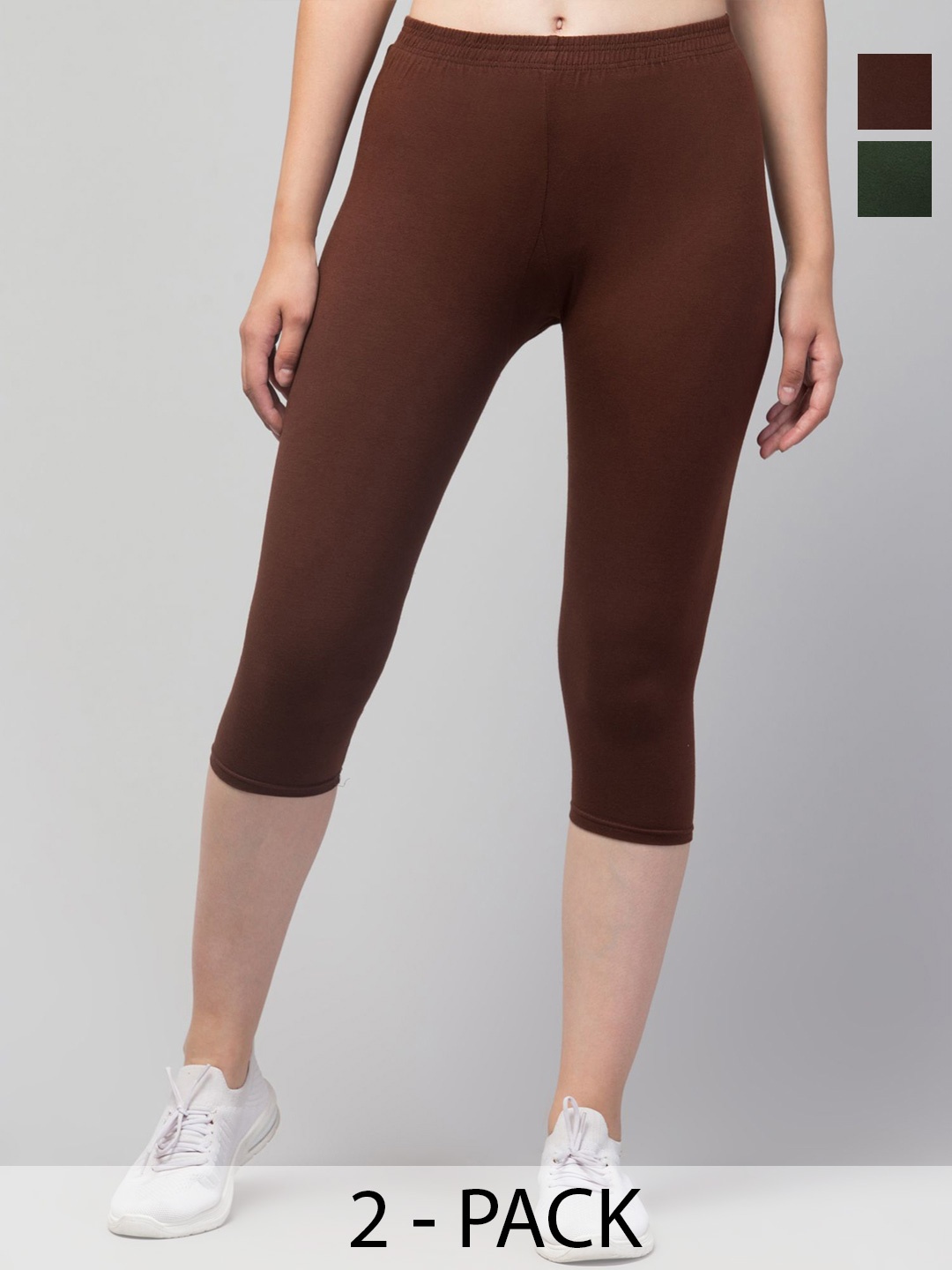 

UllasPemium Women Skinny Fit Capris, Brown