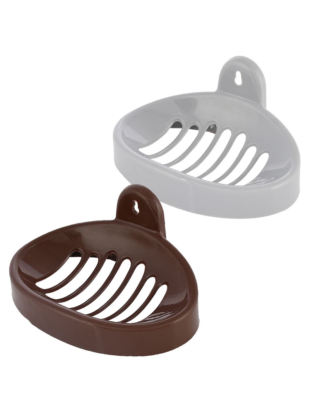 

Kuber Industries Silver-Toned & Coffee Brown 2 piece Solid Plastic Soap Dish