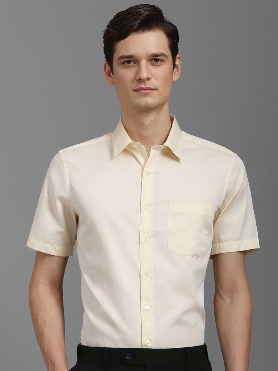 

Louis Philippe Men Slim Fit Opaque Formal Shirt, Beige