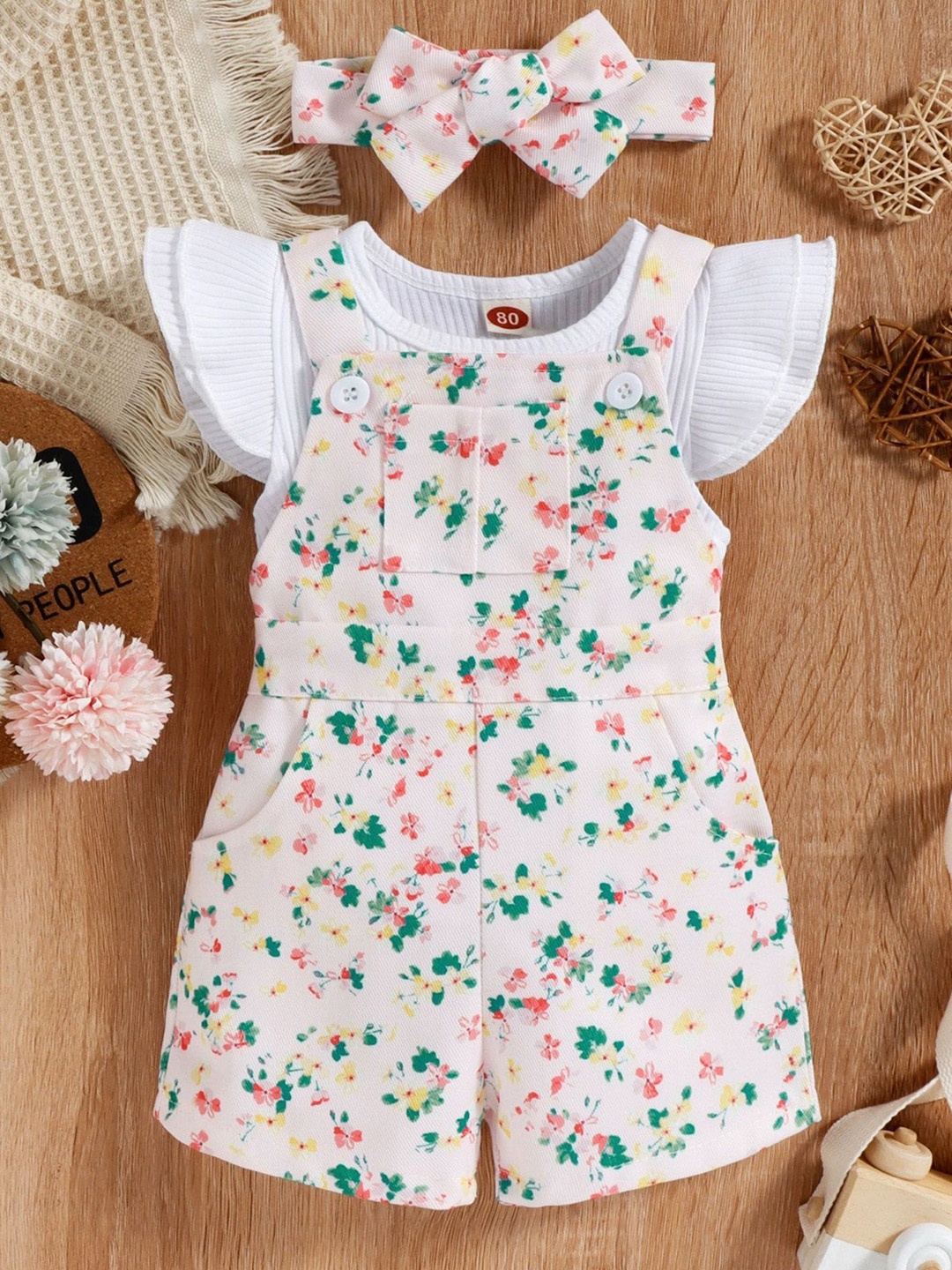

LULU & SKY Infants Printed Dungaree, Pink