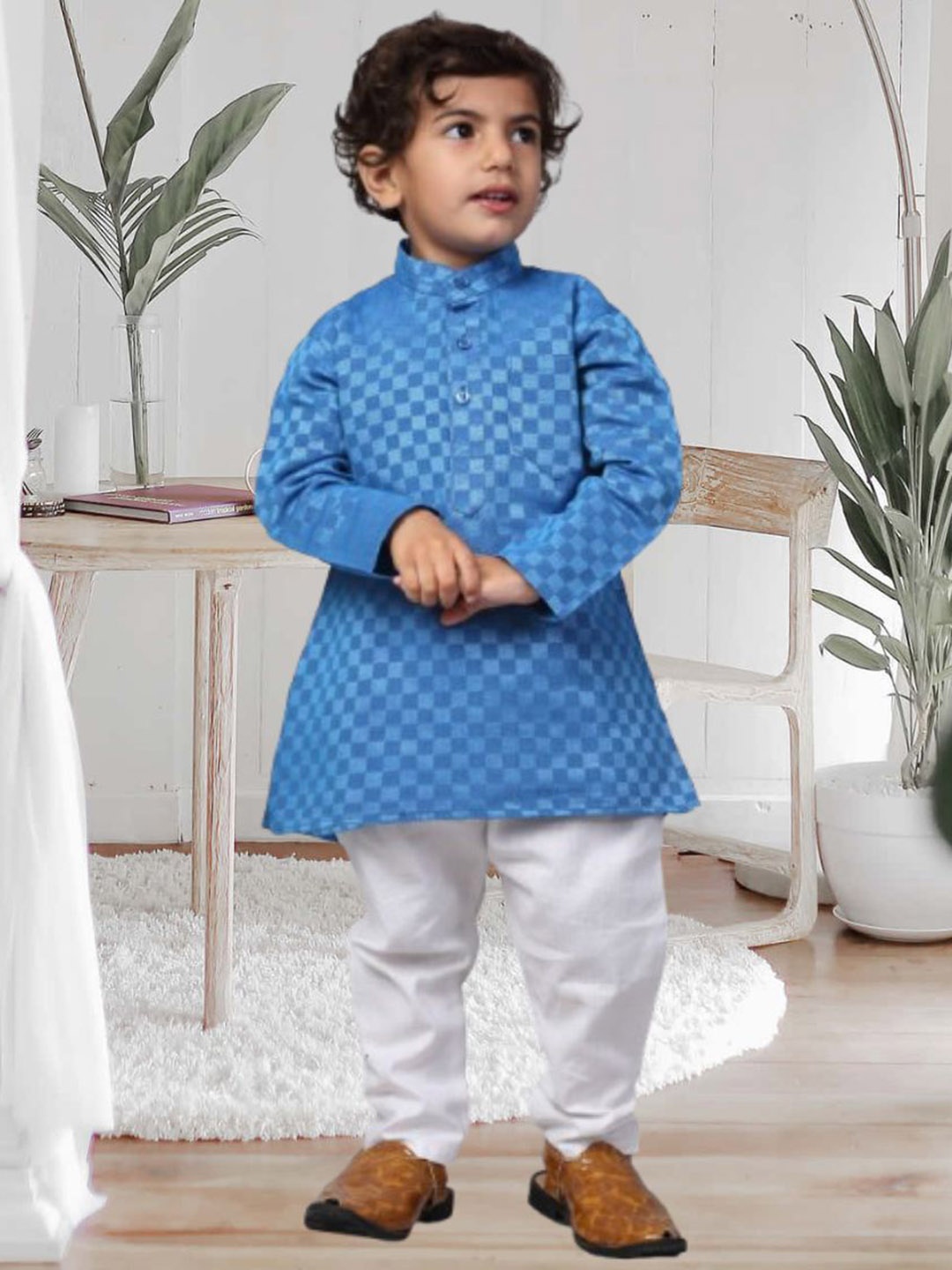 

CENSAL Boys Regular Kurta with Pyjamas, Navy blue