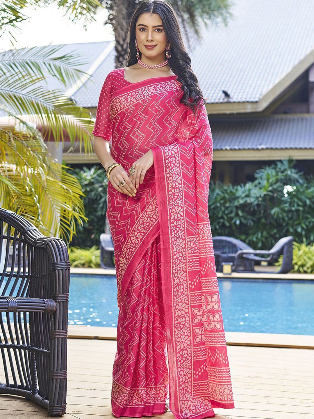 

DIVASTRI Bandhani Saree, Pink